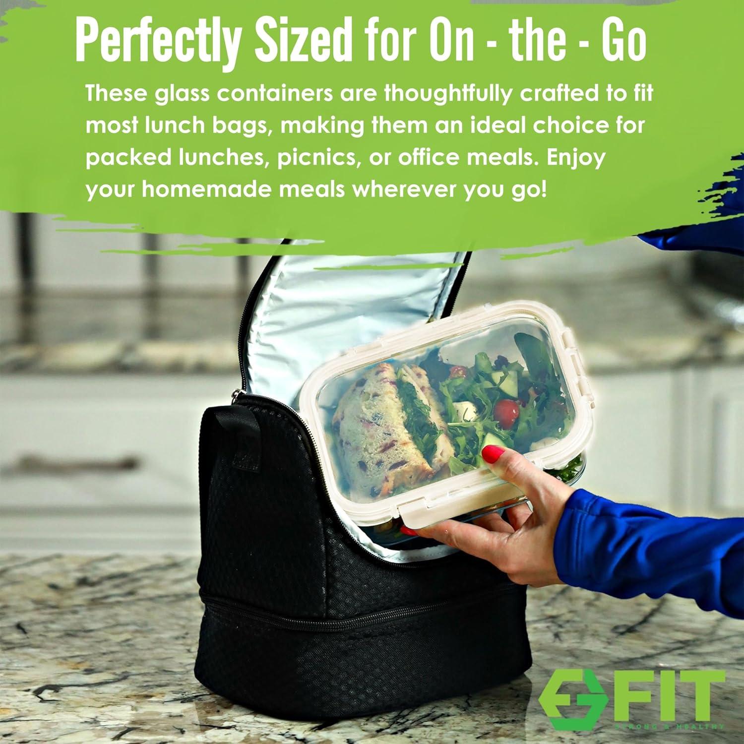 Contenedores de Vidrio para Comidas FIT Fuerte y Saludable 4 Pzas