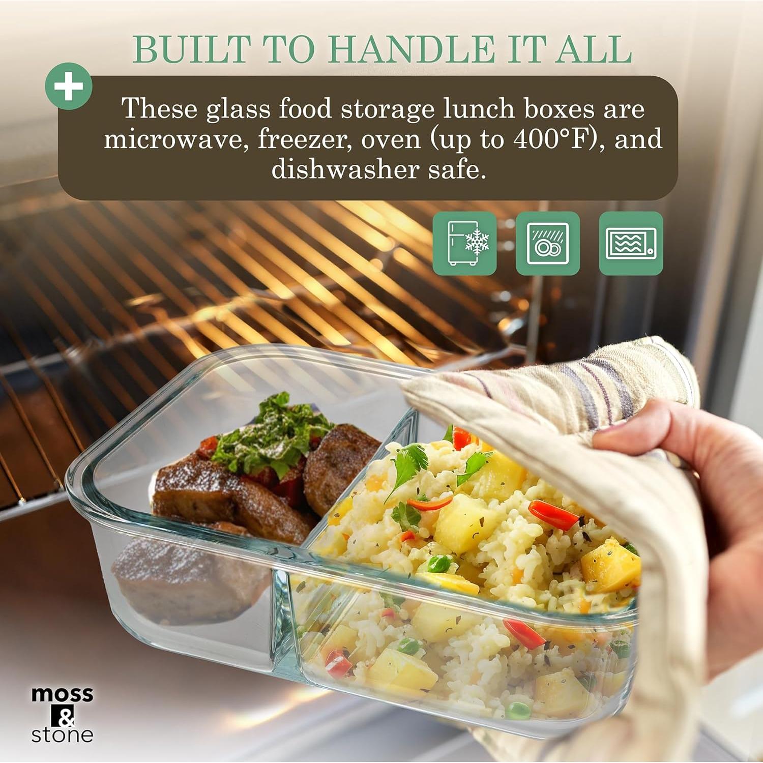 Juego de Contenedores de Alimentos de Vidrio Moss & Stone 2 Piezas