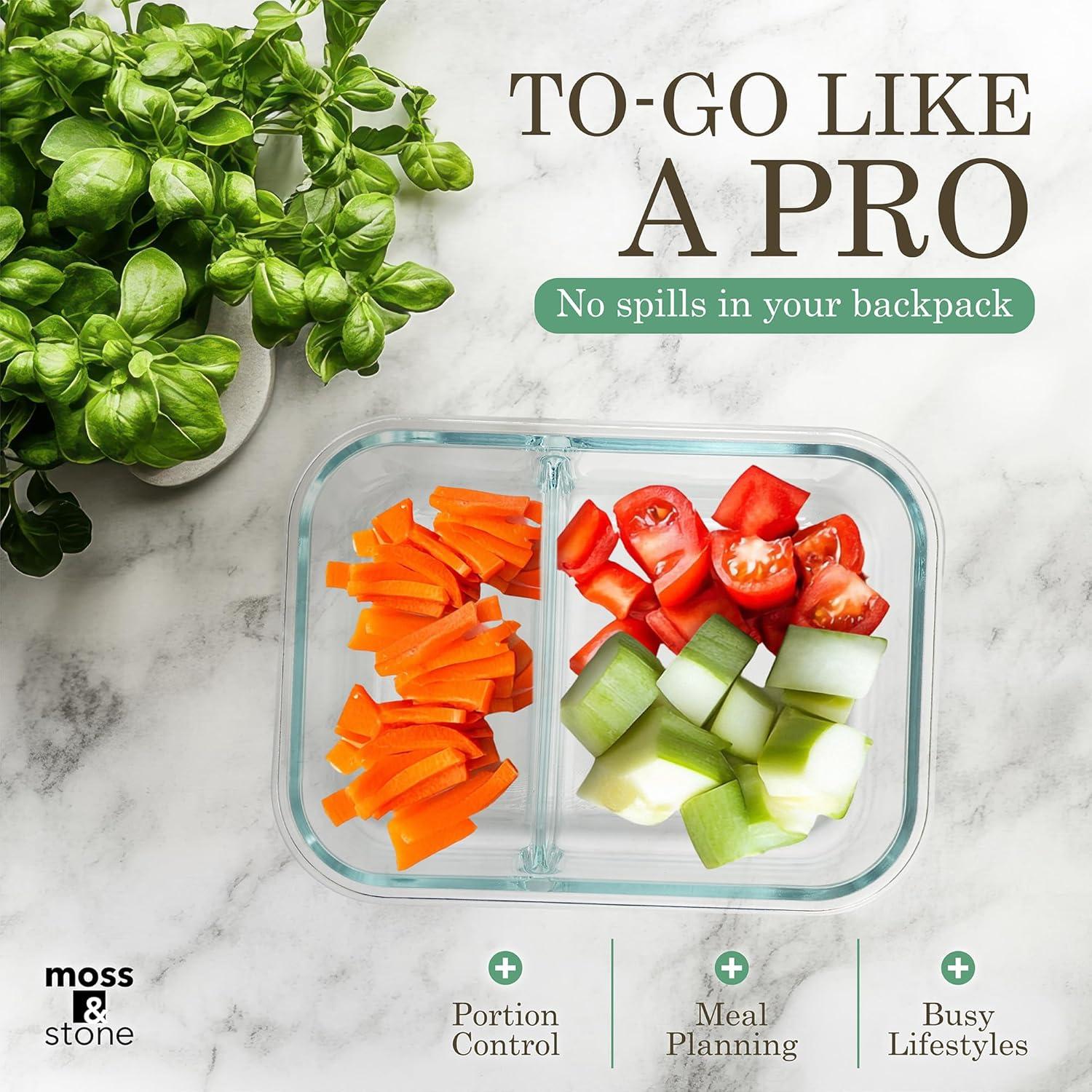 Juego de Contenedores de Alimentos de Vidrio Moss & Stone 2 Piezas