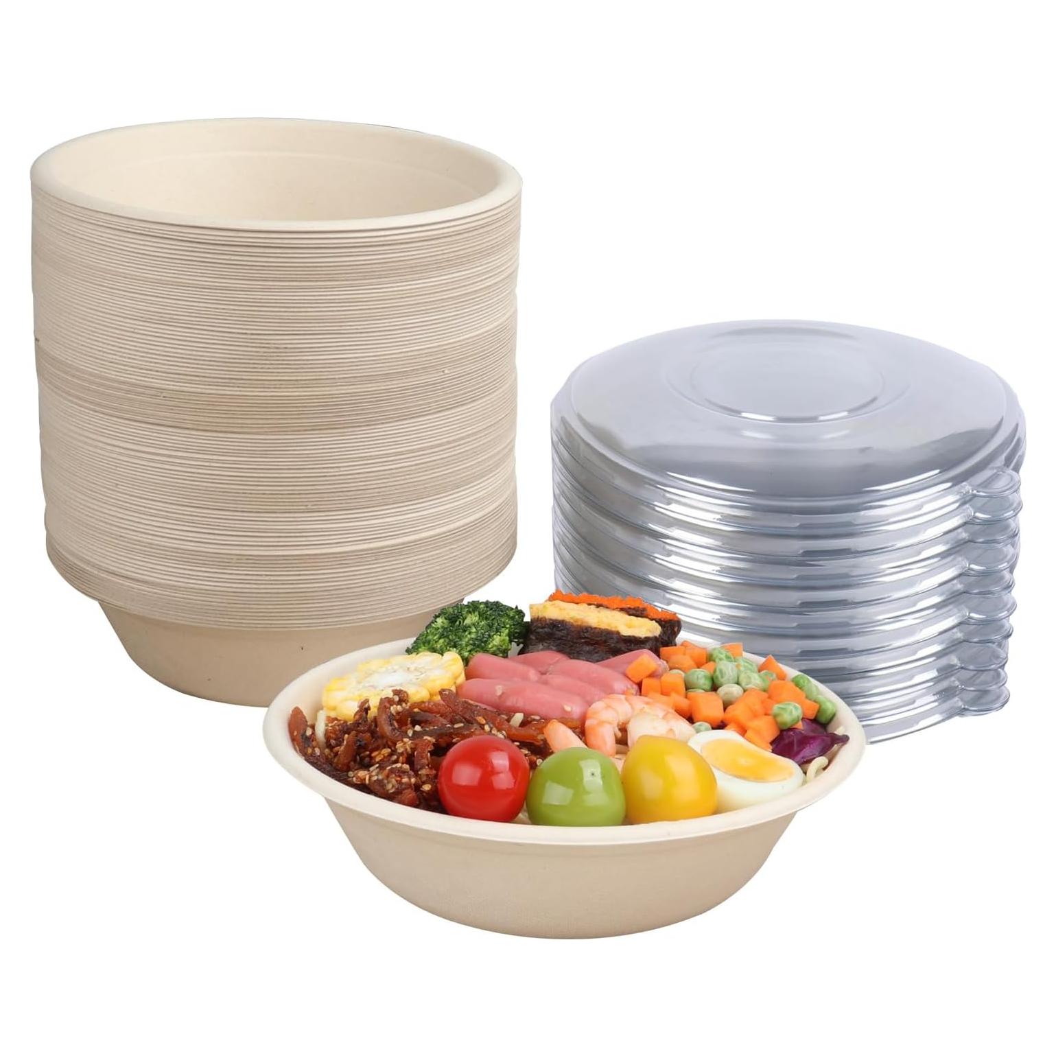 Tazones desechables JAYEEY 32 oz de fibra de caña - 50 unidades