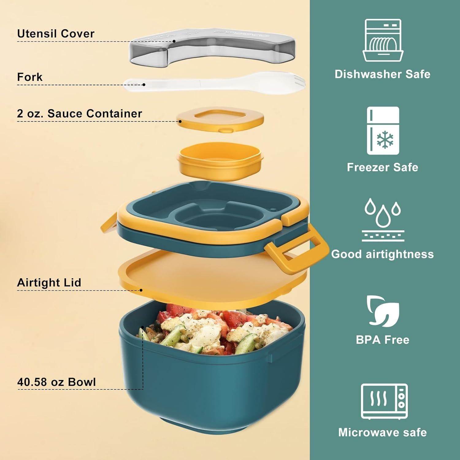 Caja Bento PEDECO Azul 1200 ml Apta Microondas y Lavavajillas