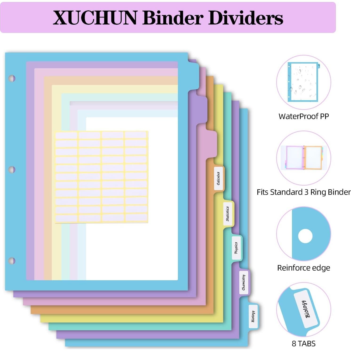 Separadores de Carpeta XUCHUN 16 Pcs Multicolor 8 Pestañas