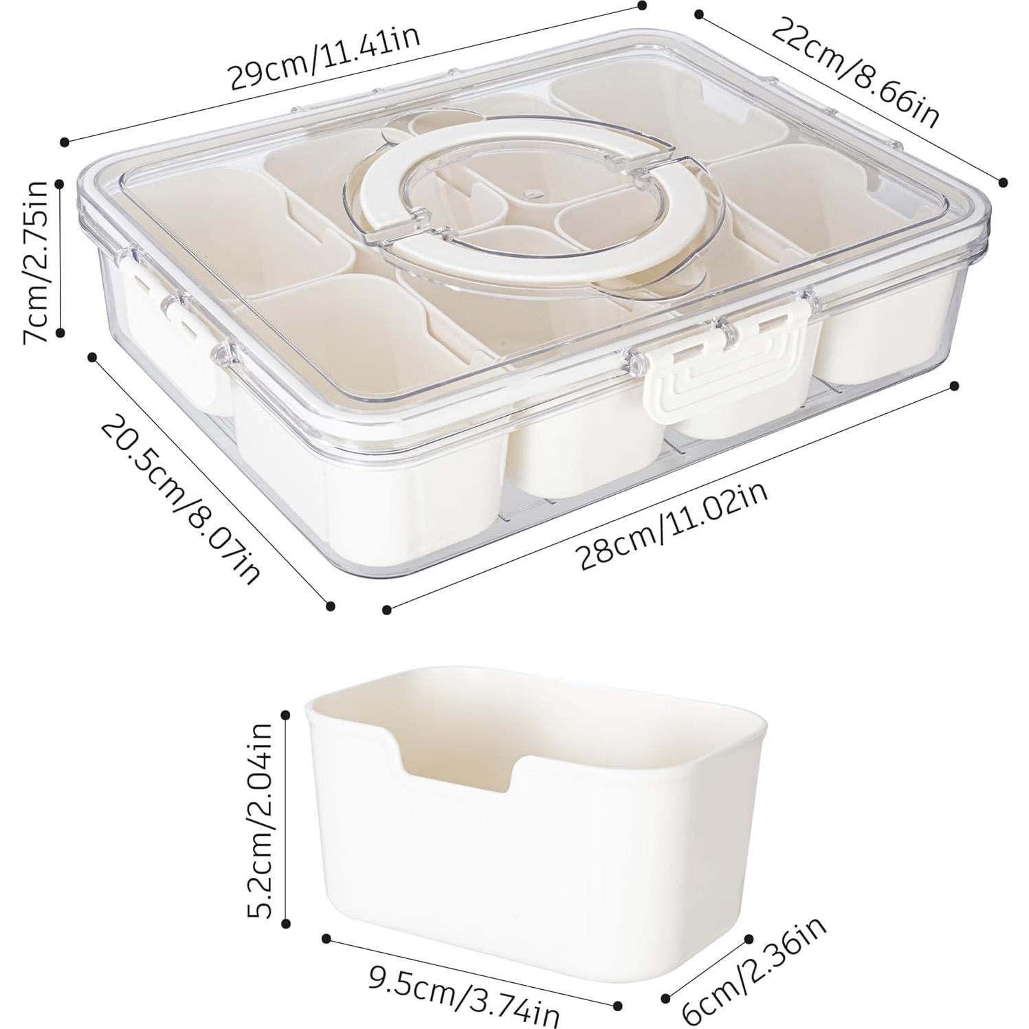 Bandeja de Servicio Dividida Dingerjar 8 Compartimentos Blanca