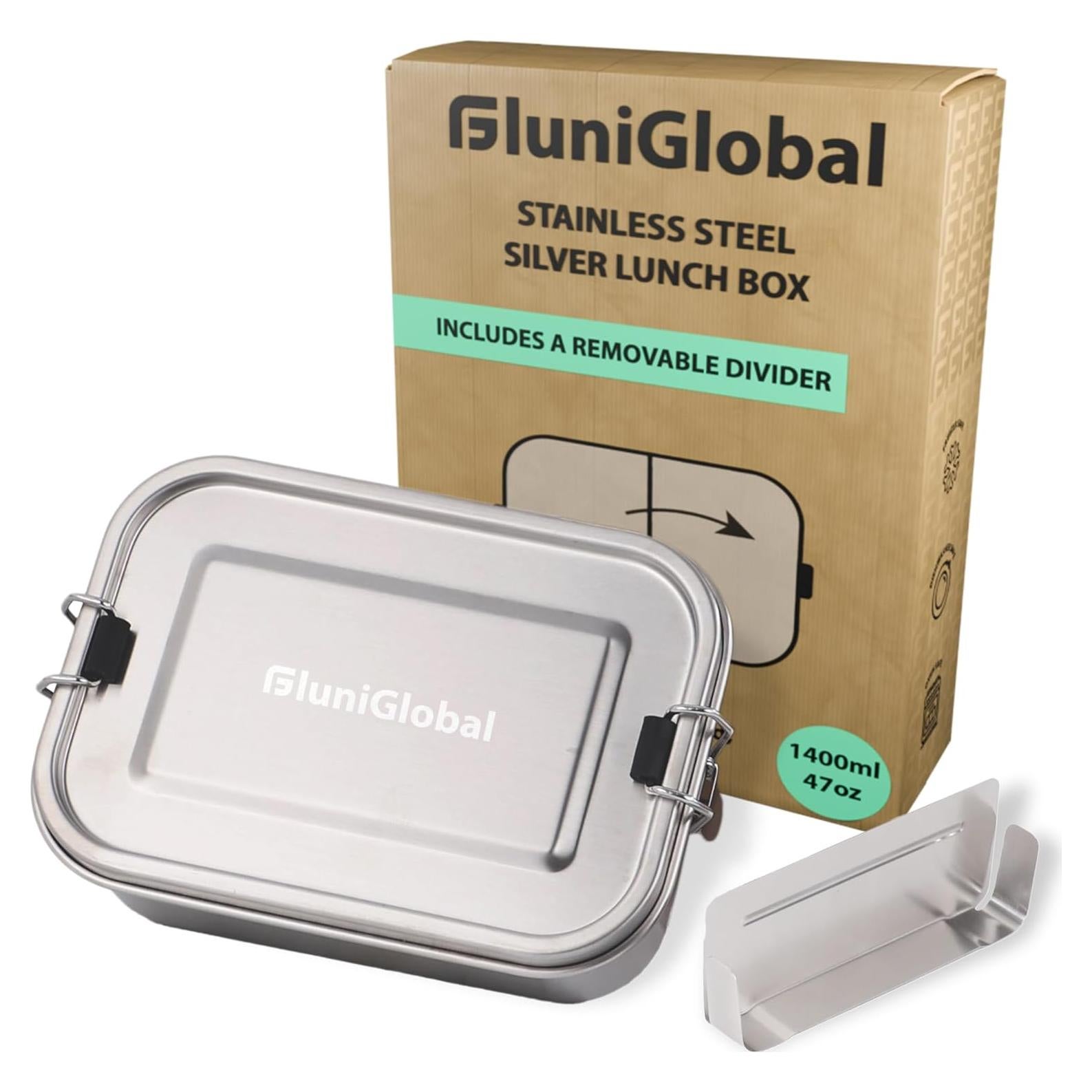 Caja de Almuerzo Acero Inoxidable FLUNIGLOBAL 1.4L Plata
