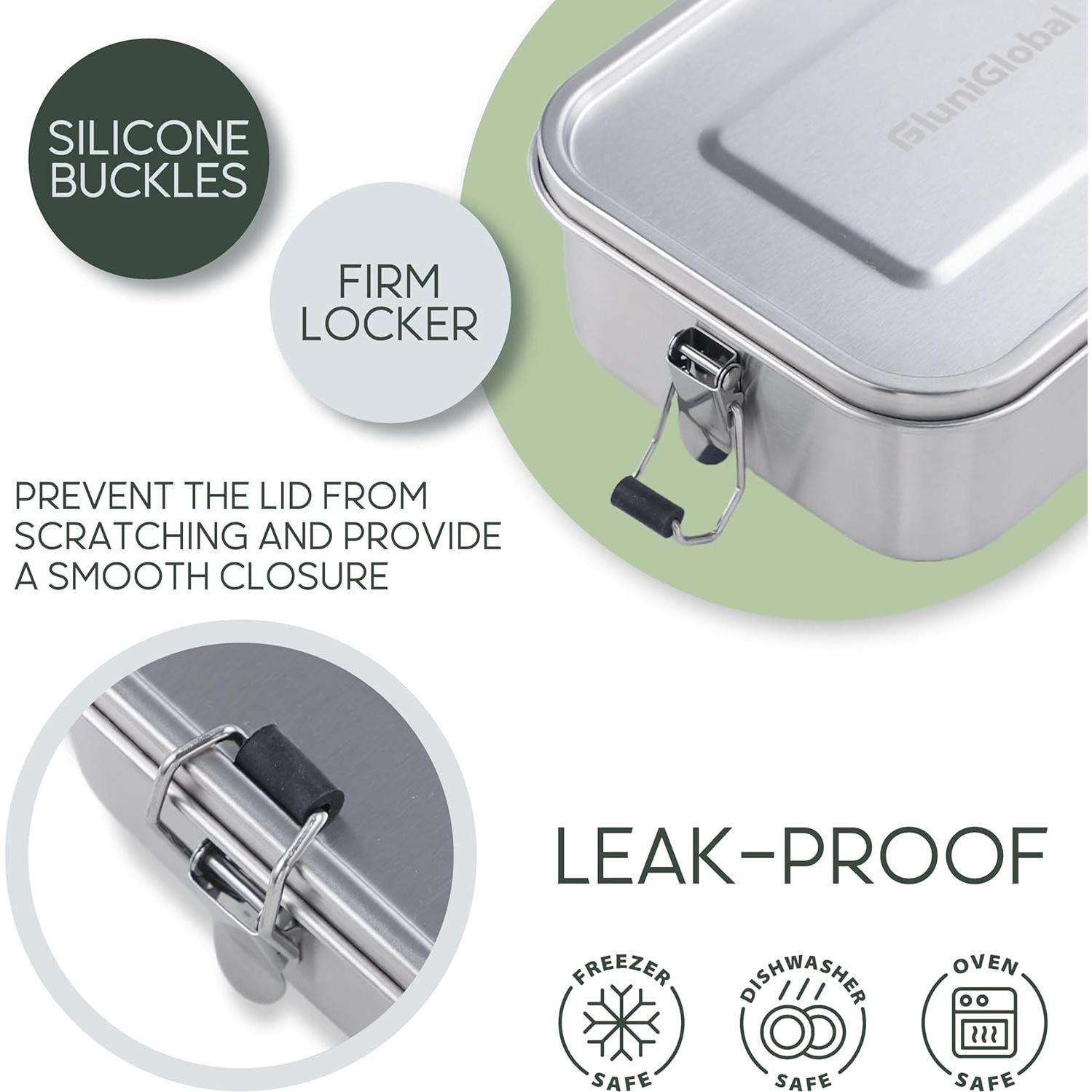 Caja de Almuerzo Acero Inoxidable FLUNIGLOBAL 1.4L Plata