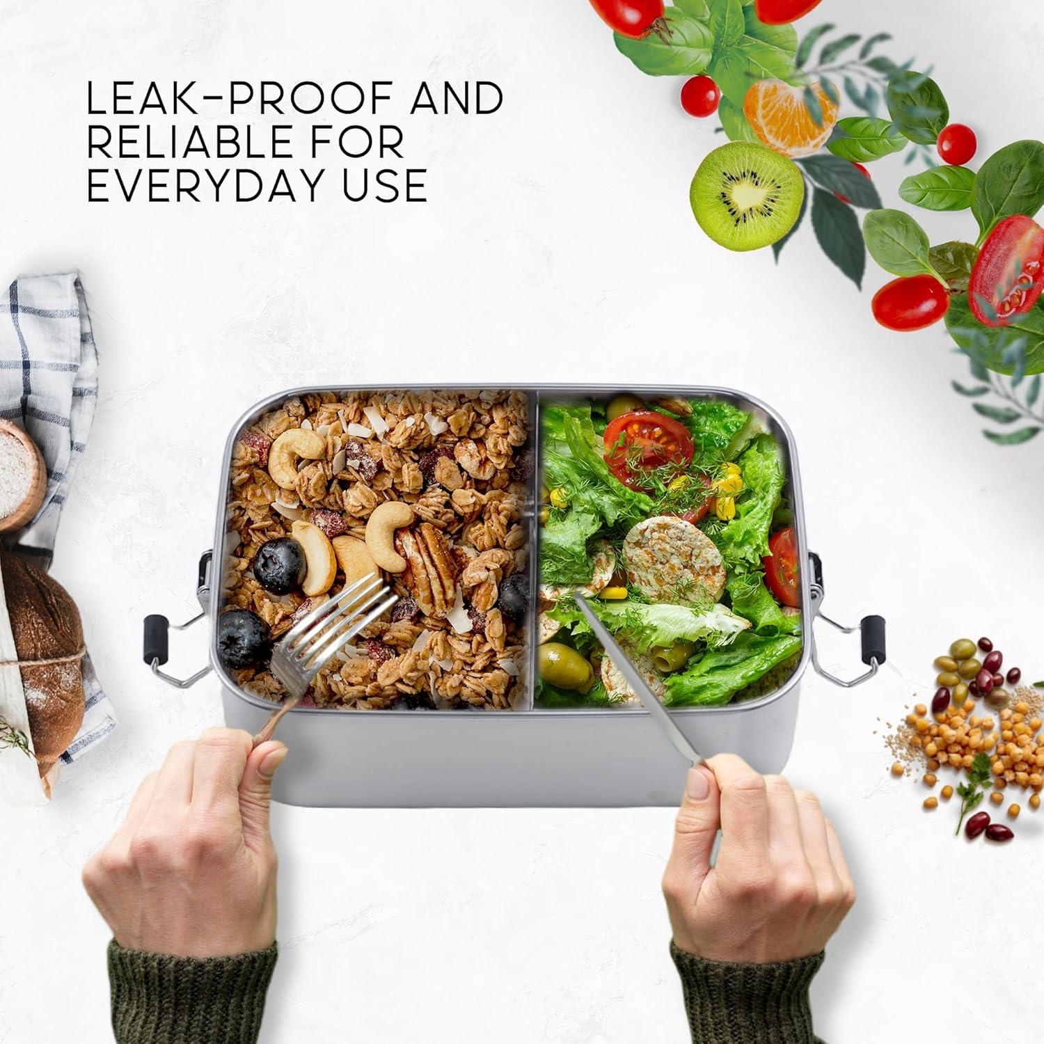 Caja de Almuerzo Acero Inoxidable FLUNIGLOBAL 1.4L Plata