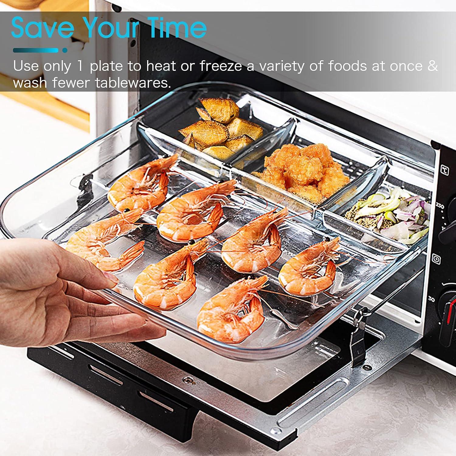 Plato Dividido de Vidrio NUTRIUPS 25.4 cm Cuadrado