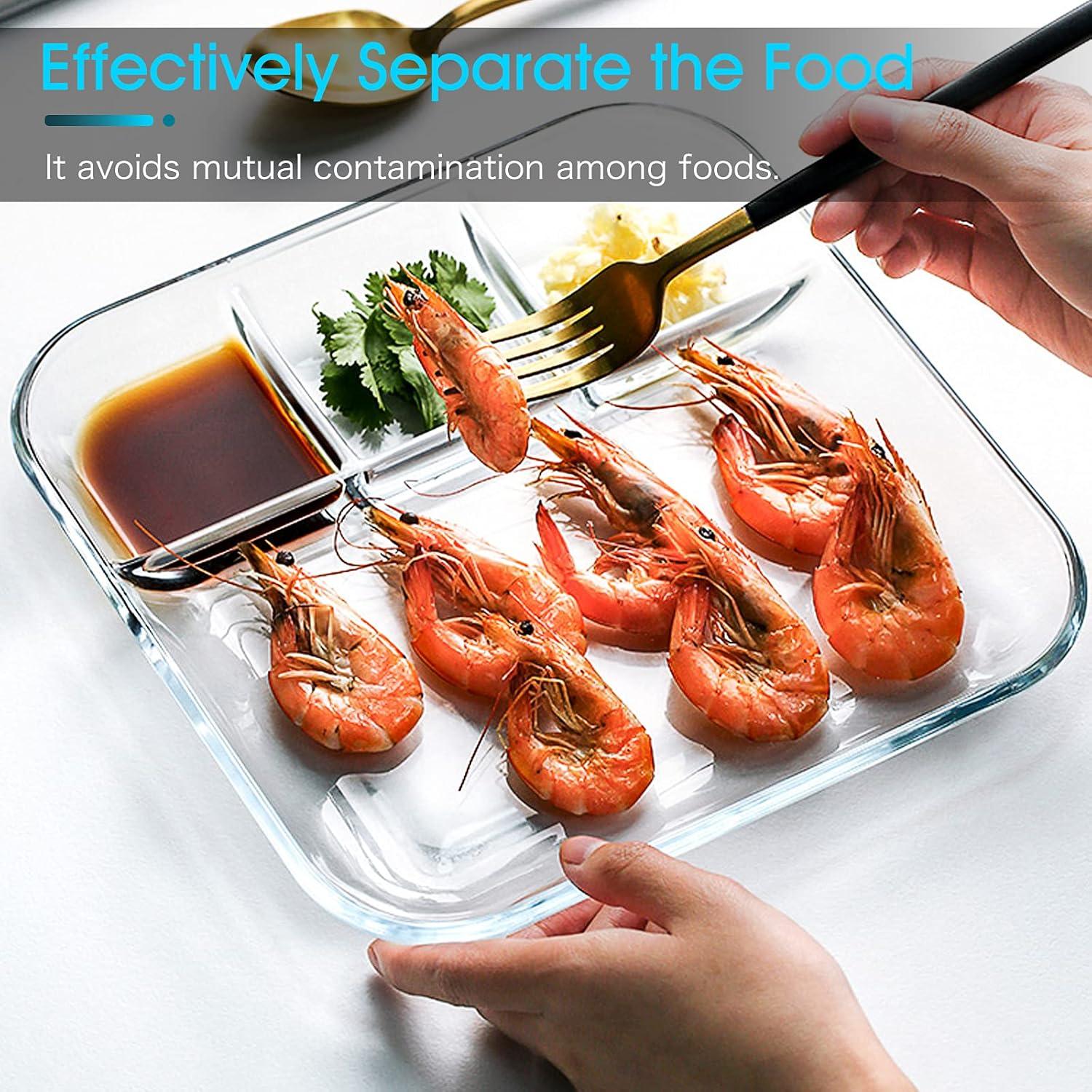 Plato Dividido de Vidrio NUTRIUPS 25.4 cm Cuadrado