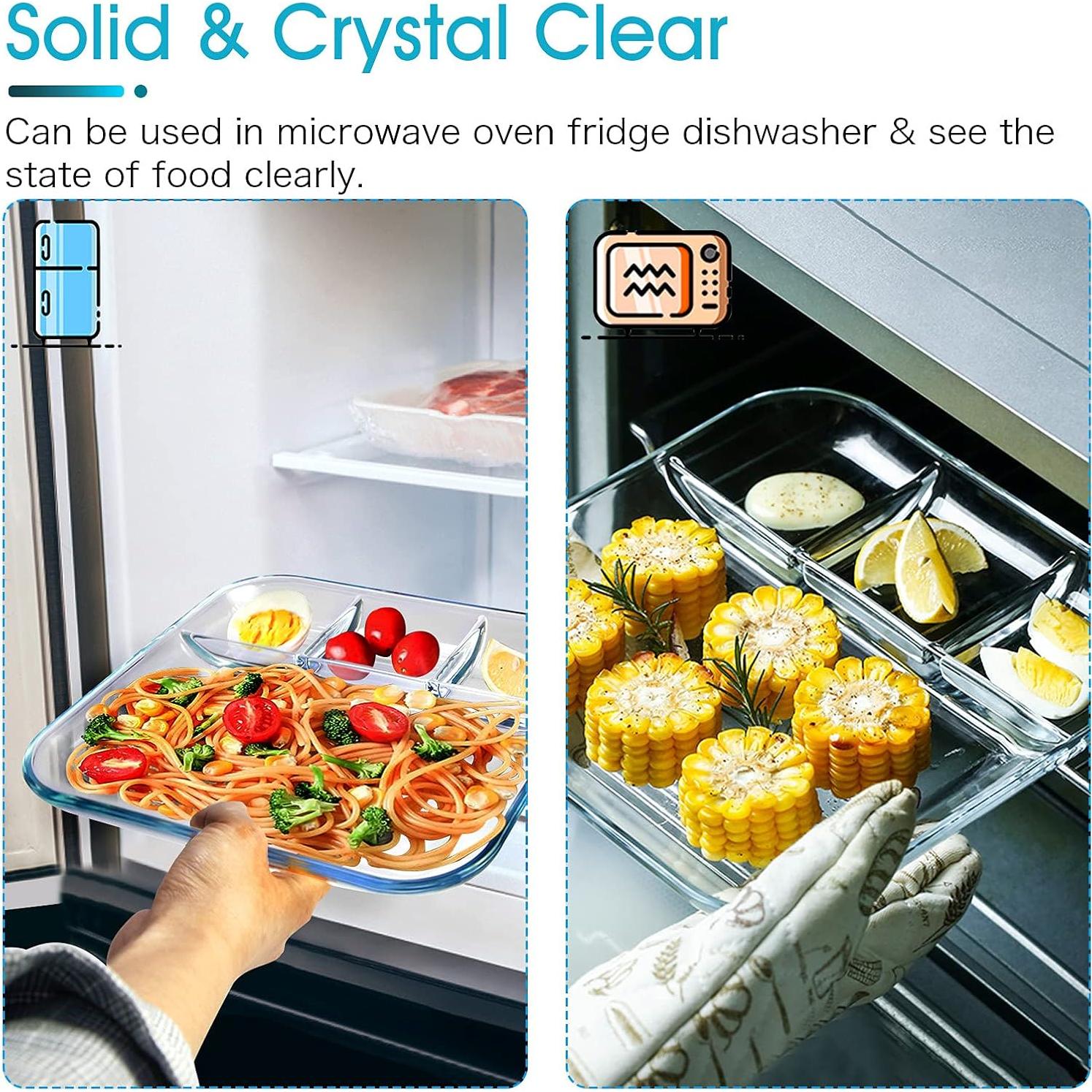 Plato Dividido de Vidrio NUTRIUPS 25.4 cm Cuadrado