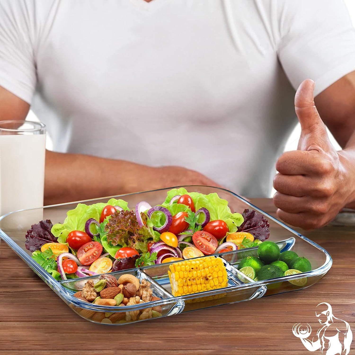 Plato Dividido de Vidrio NUTRIUPS 25.4 cm Cuadrado