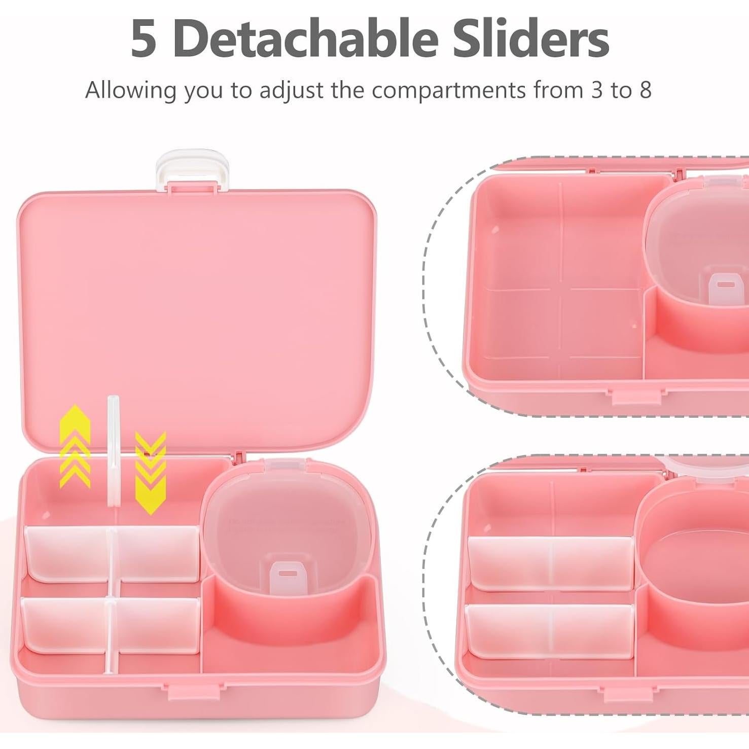 Caja de Almuerzo JOOPETALK Rosa 880ml 8 Compartimentos a Prueba de Fugas