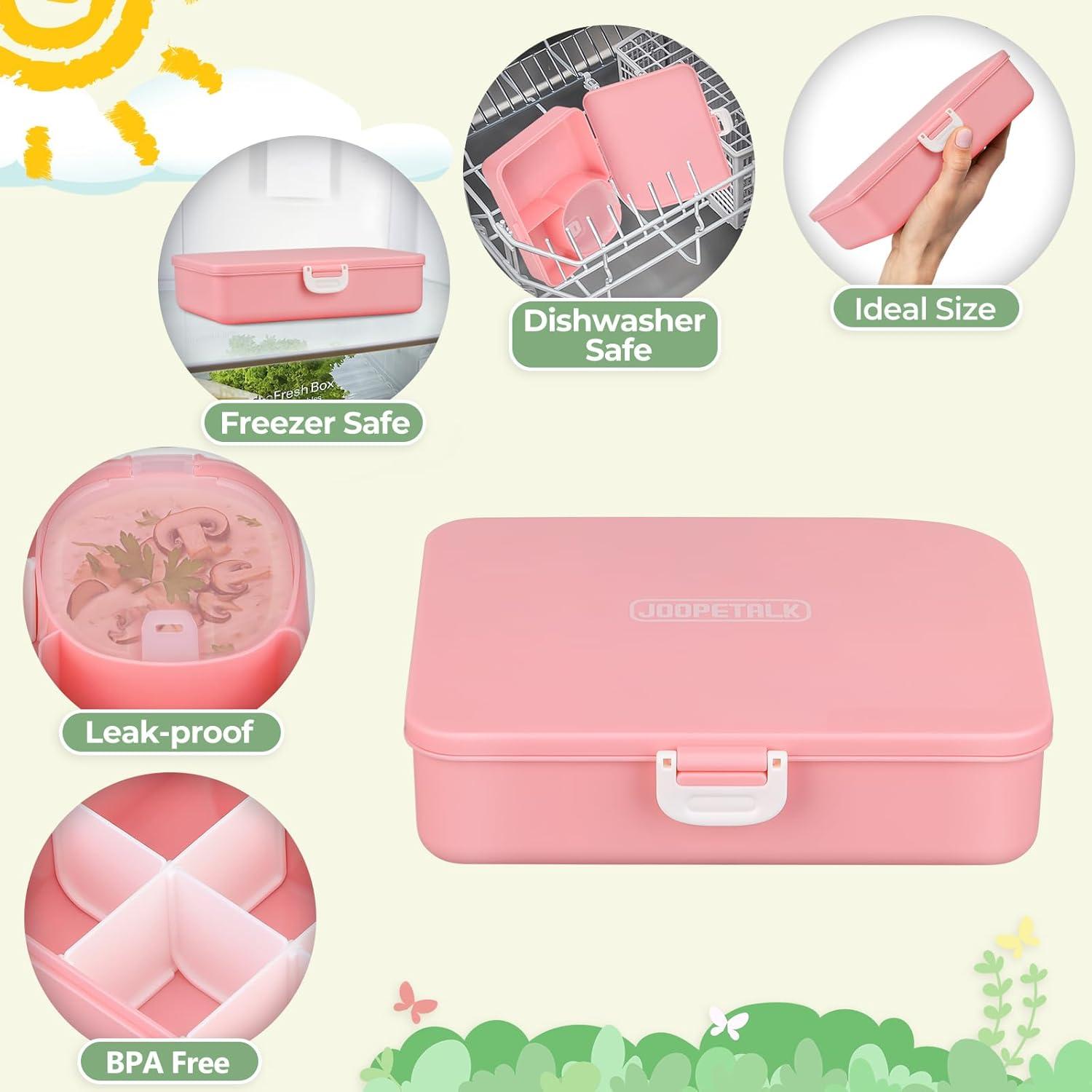 Caja de Almuerzo JOOPETALK Rosa 880ml 8 Compartimentos a Prueba de Fugas