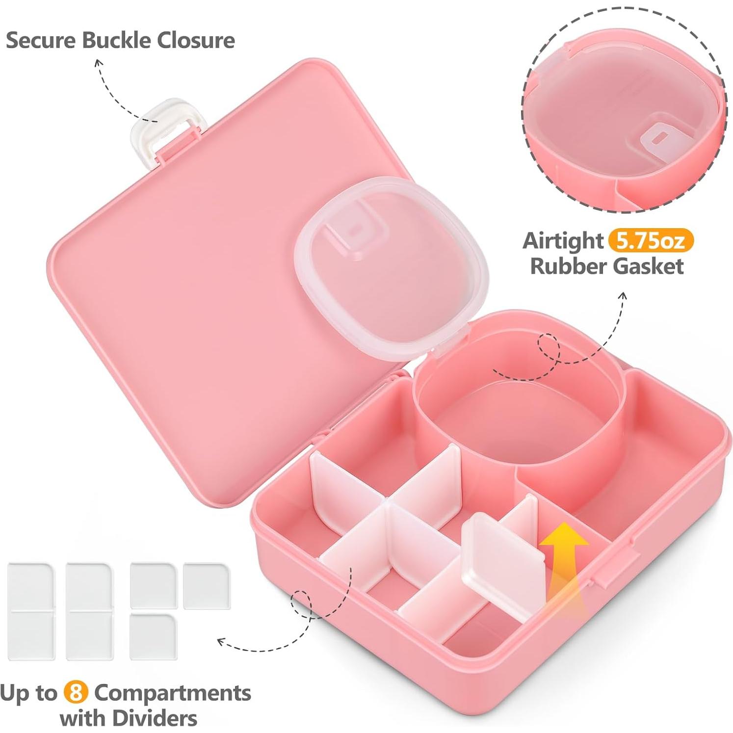 Caja de Almuerzo JOOPETALK Rosa 880ml 8 Compartimentos a Prueba de Fugas