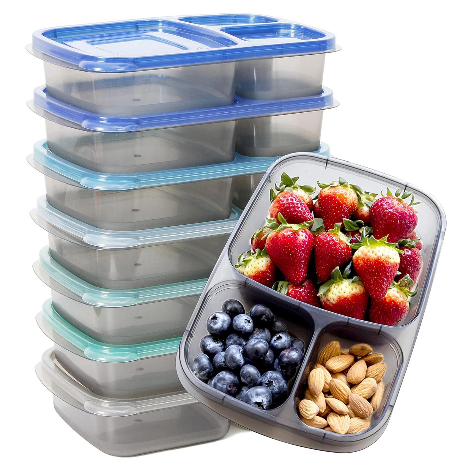 Youngever 7 Sets Bento Box - Recipientes de Comida 3 Compartimentos