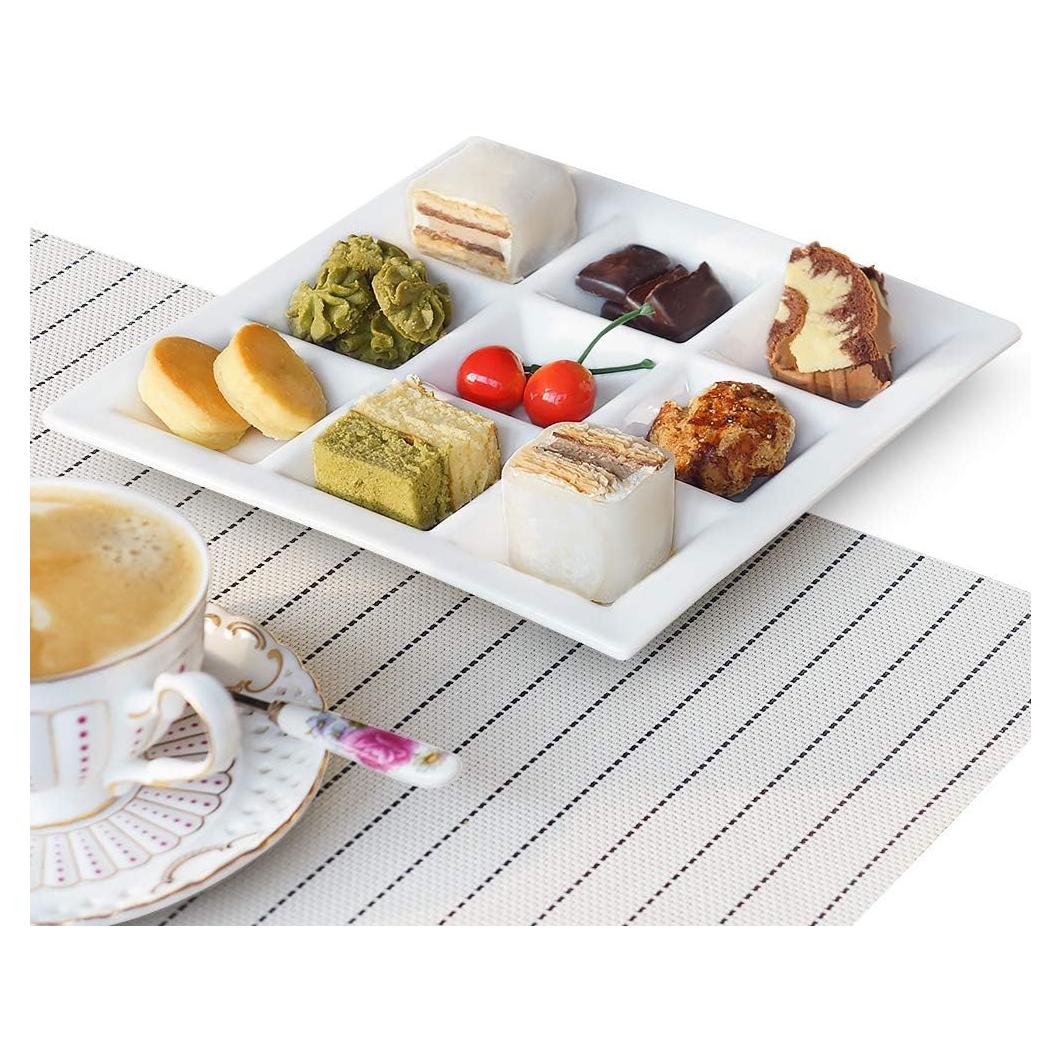 Plato Dividido Rectangular de Cerámica Cinf 9 Compartimentos