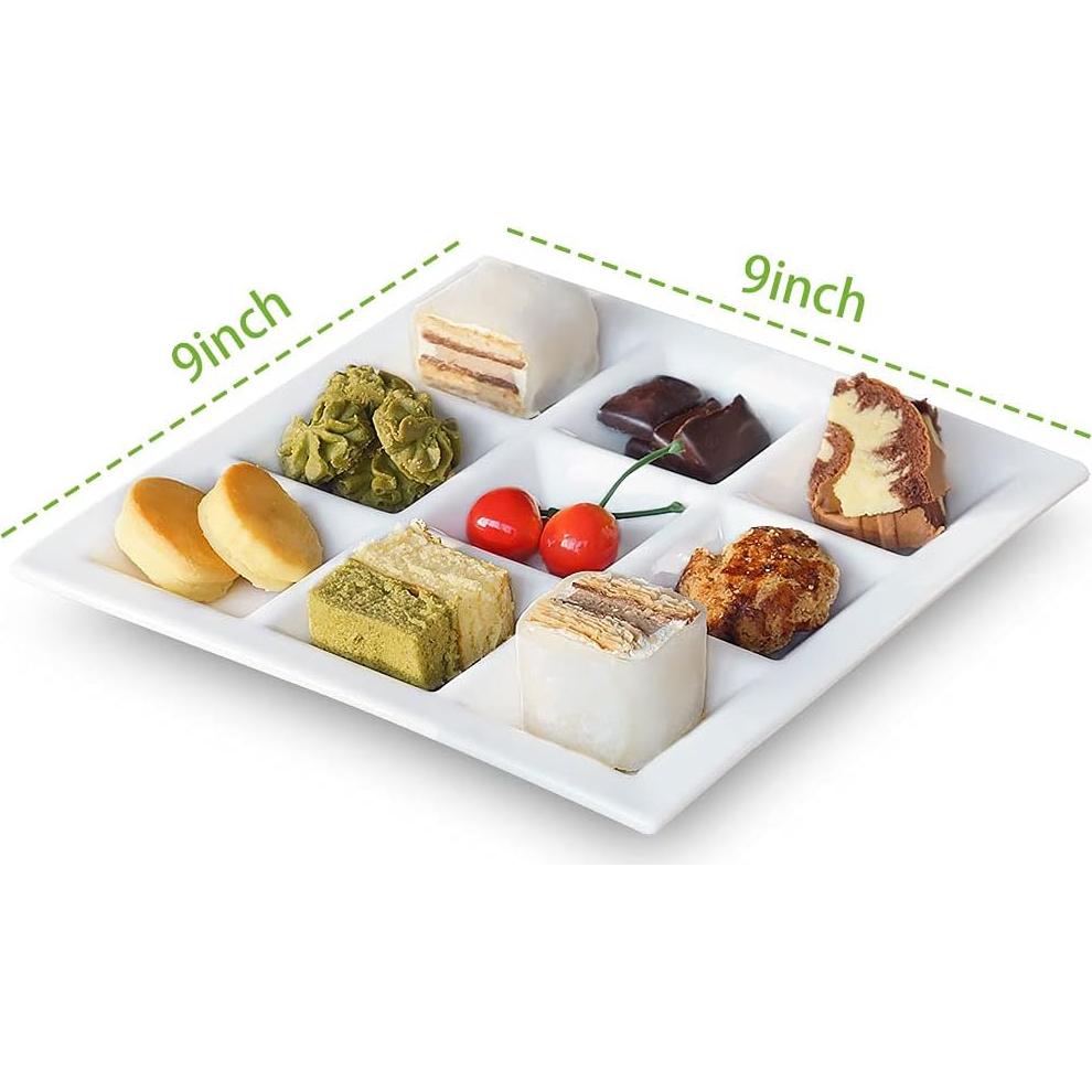 Plato Dividido Rectangular de Cerámica Cinf 9 Compartimentos