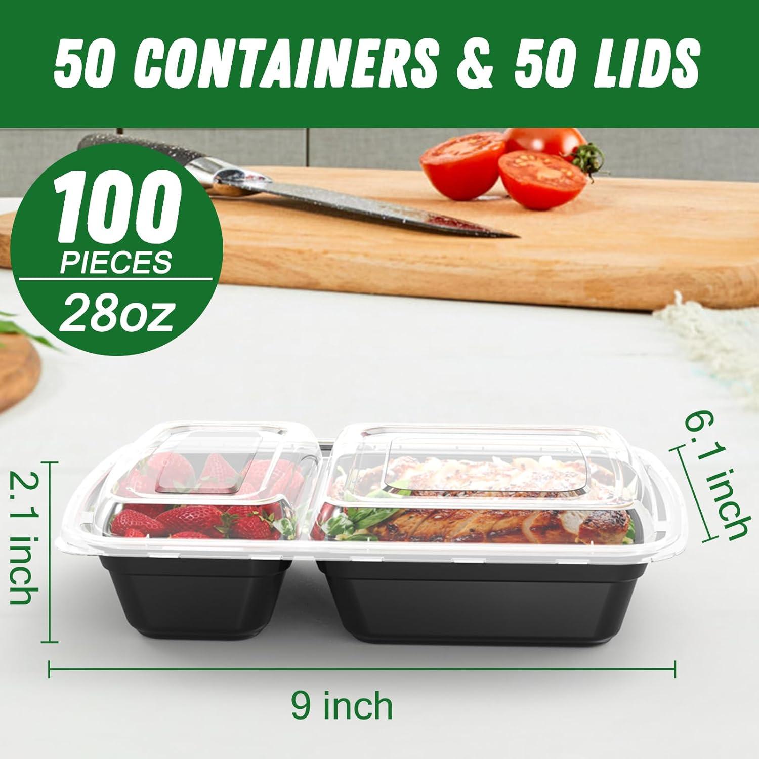 Contenedores de Comida Reutilizables Dealusy 28 oz 50 Piezas