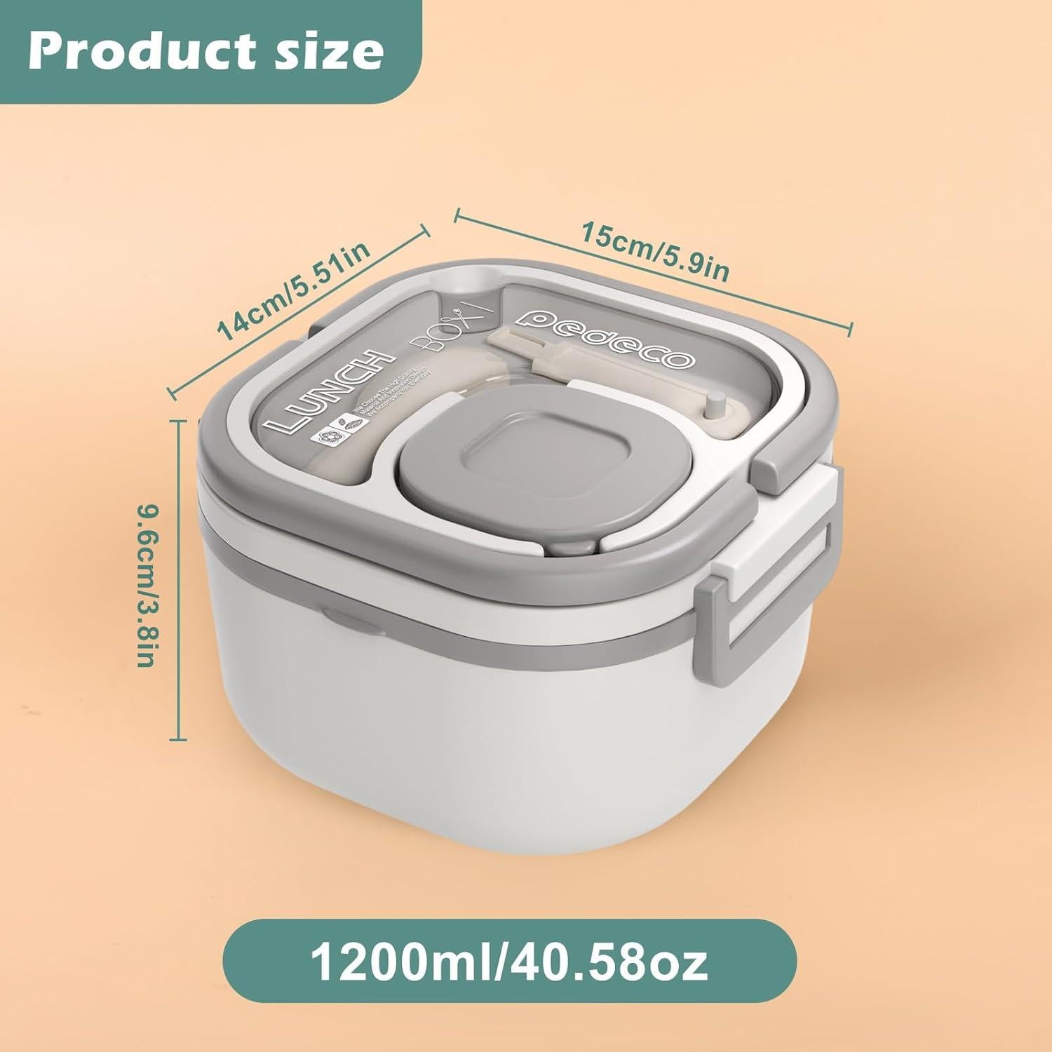Caja Bento PEDECO Blanca - Contenedor de Comida 1200ml Apta Microondas