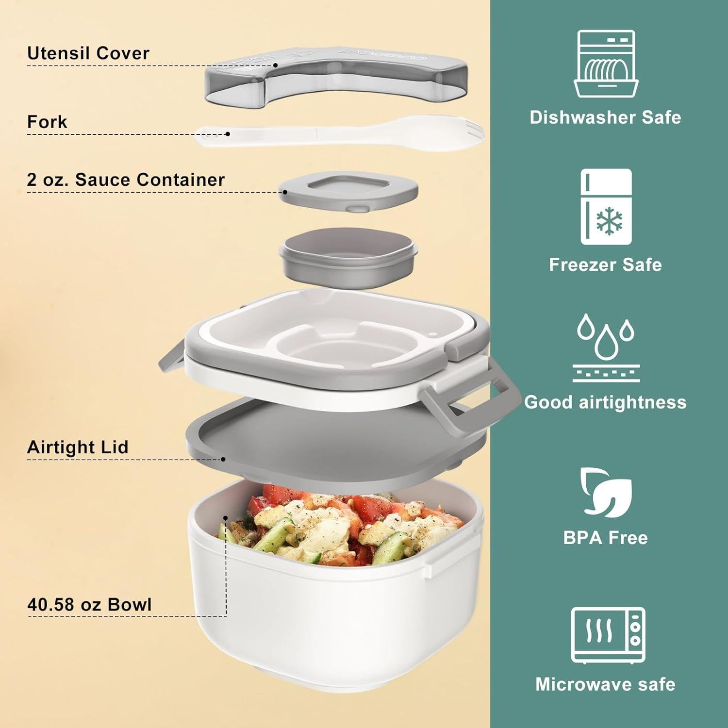 Caja Bento PEDECO Blanca - Contenedor de Comida 1200ml Apta Microondas