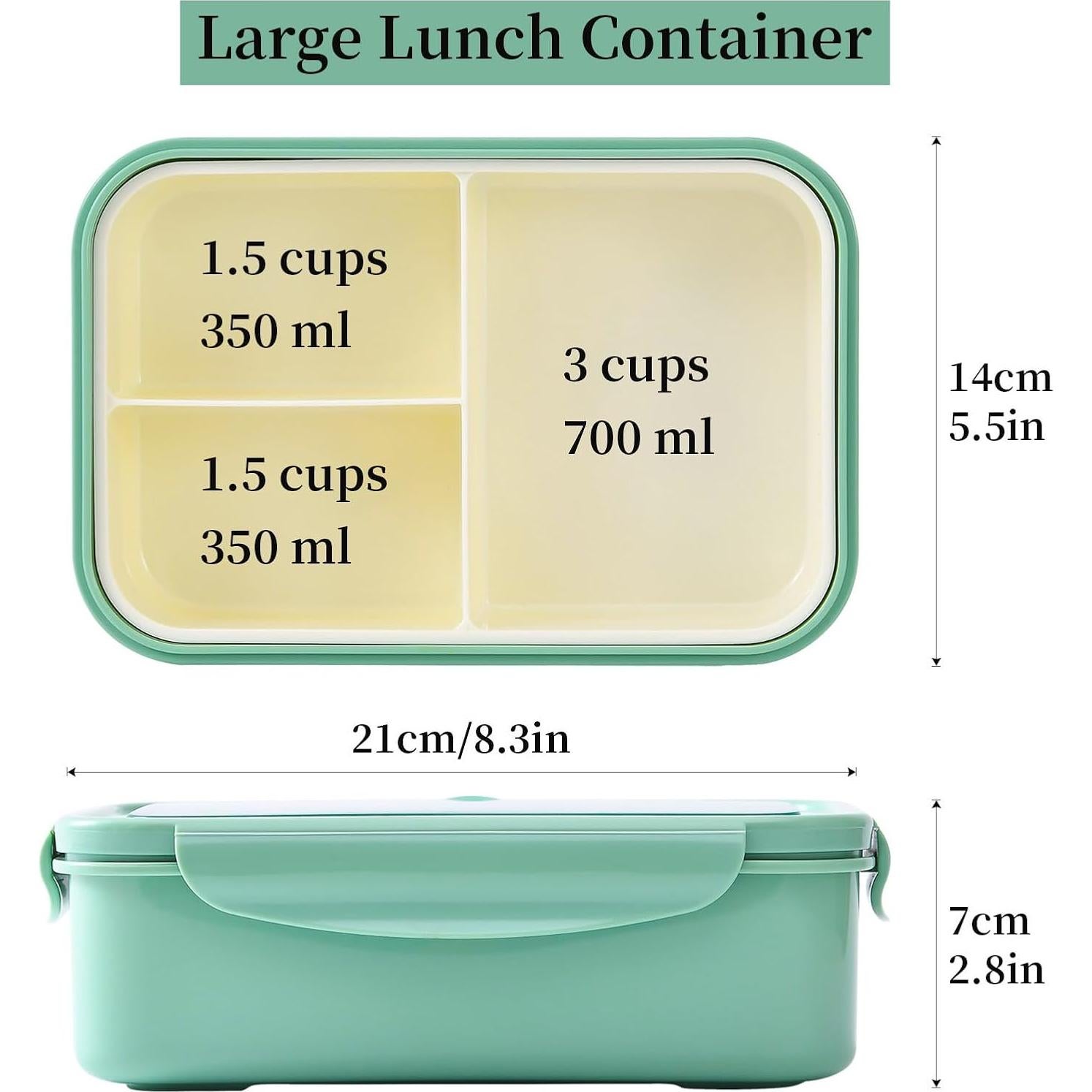 Contenedor de Almuerzo Bento UPTRUST Verde 1400ml A Prueba de Fugas