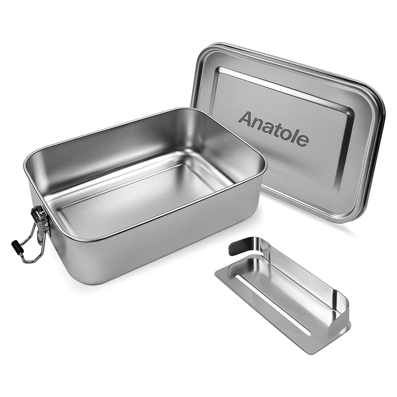 Caja Bento Acero Inoxidable Anatole 1400ml Hermética Apta Lavavajillas