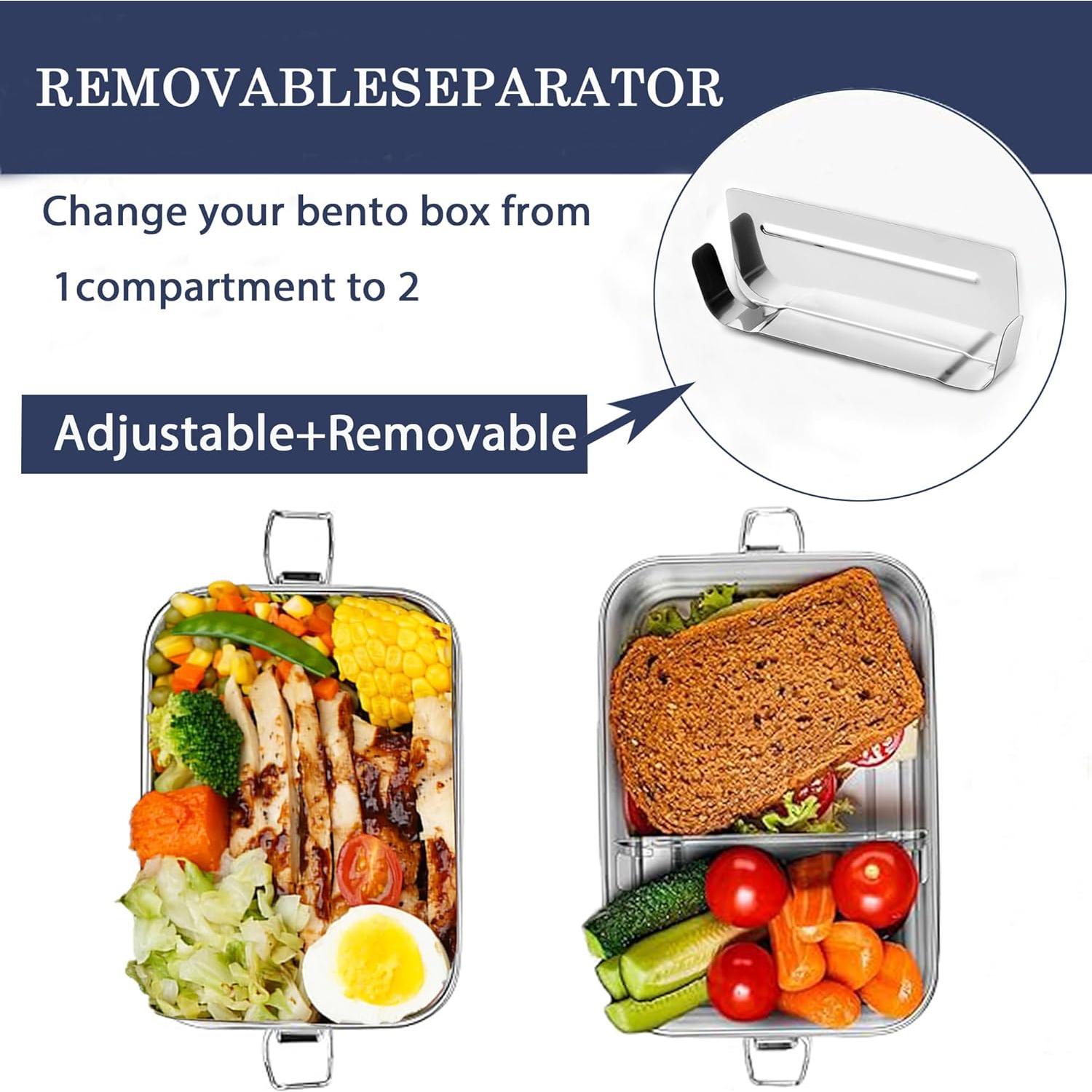 Caja Bento Acero Inoxidable 18/8 1400ml A Prueba de Fugas