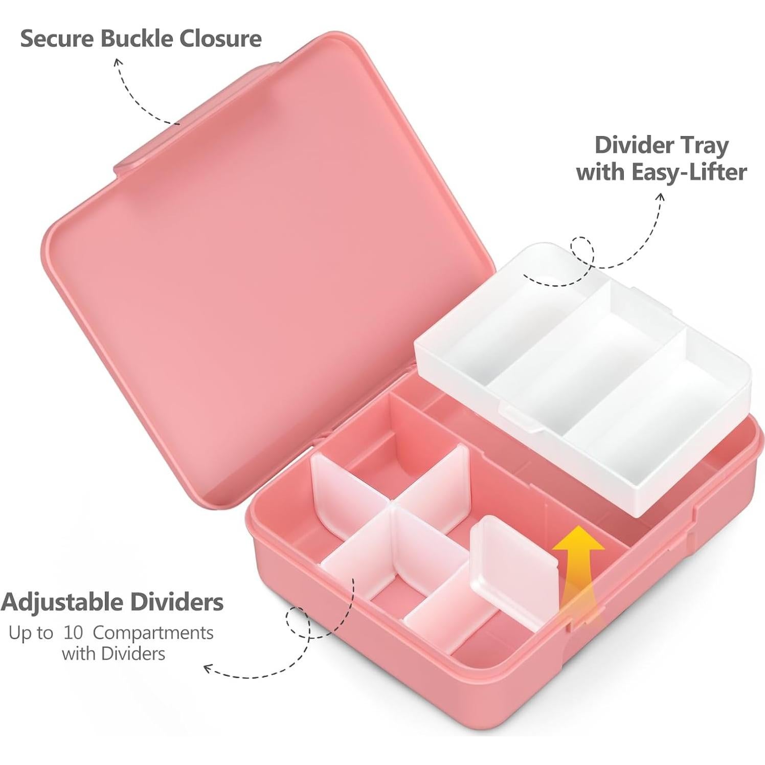 Caja Bento para Niños JOOPETALK - 2 Unidades, 10 Compartimentos, Rosa