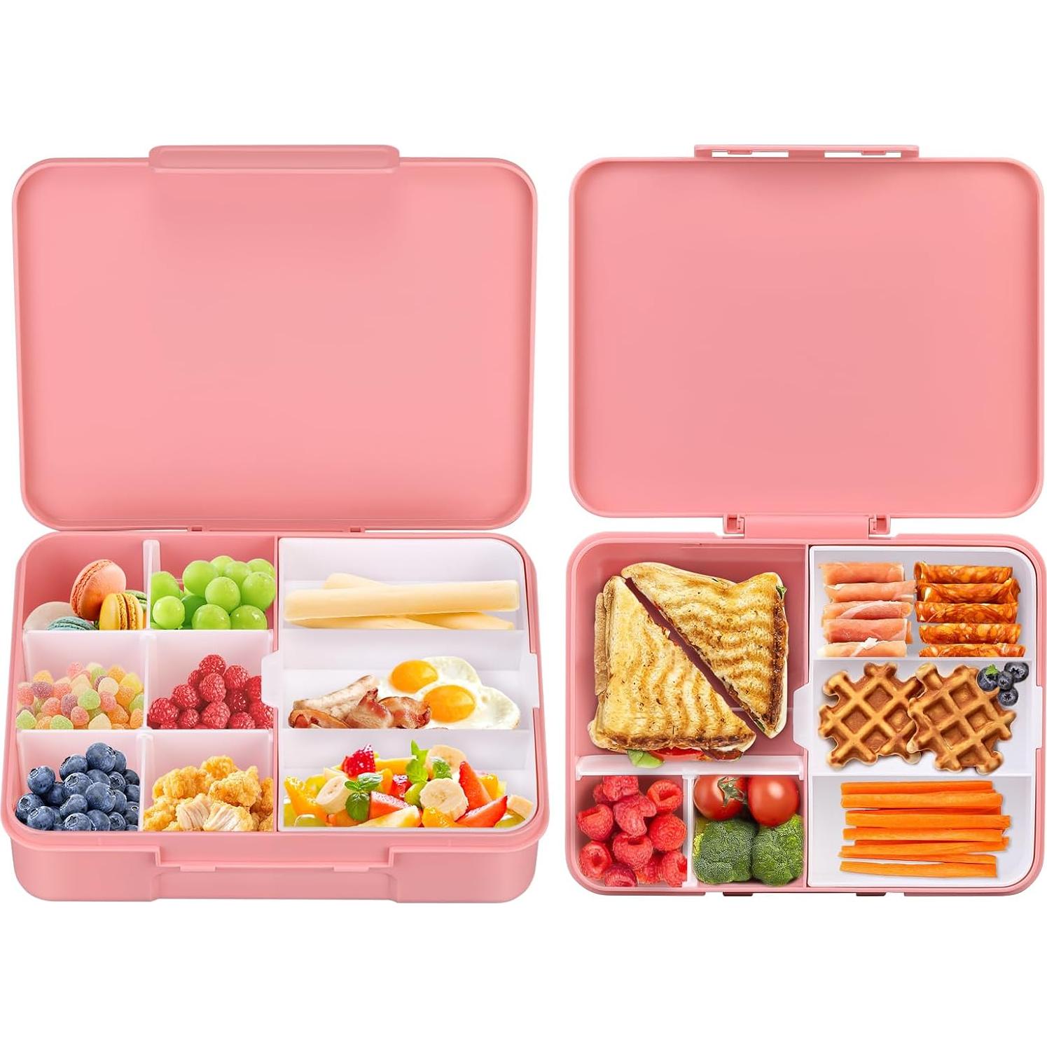 Caja Bento para Niños JOOPETALK - 2 Unidades, 10 Compartimentos, Rosa