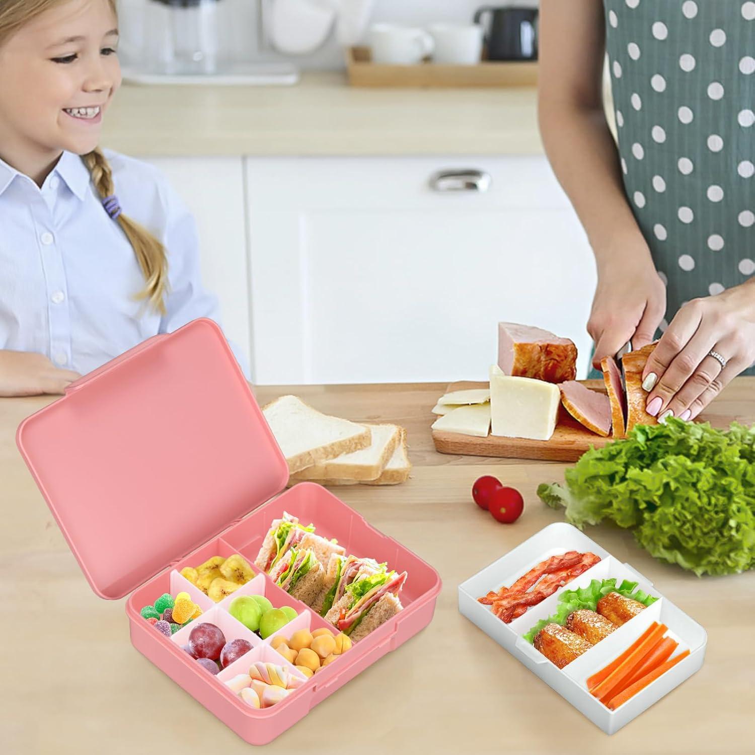 Caja Bento para Niños JOOPETALK - 2 Unidades, 10 Compartimentos, Rosa