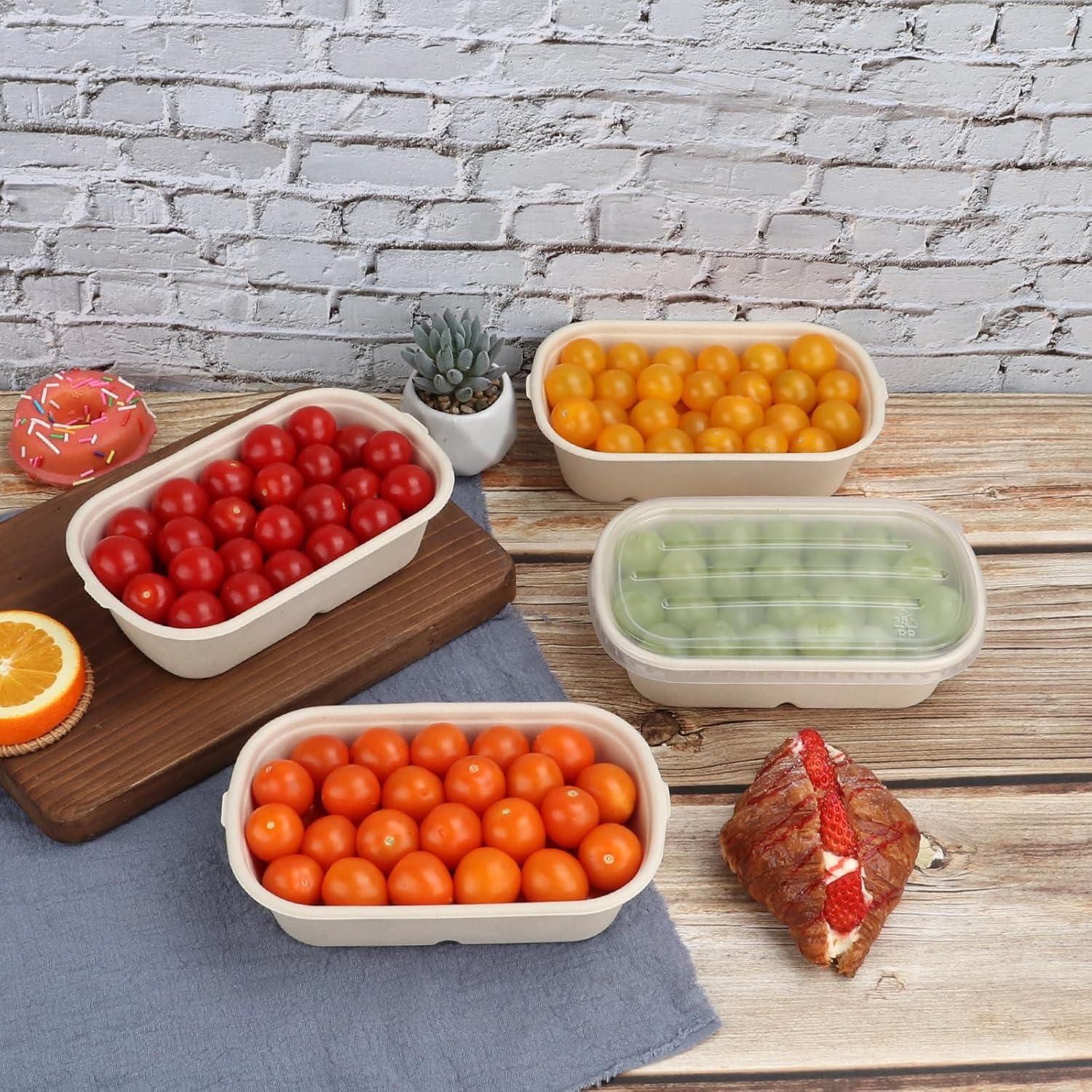 Tazones desechables de papel 23 oz con tapa - 50 unidades