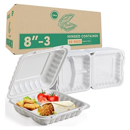 Contenedores de comida LEOBOX 3 compartimentos 1000ml 55 unidades