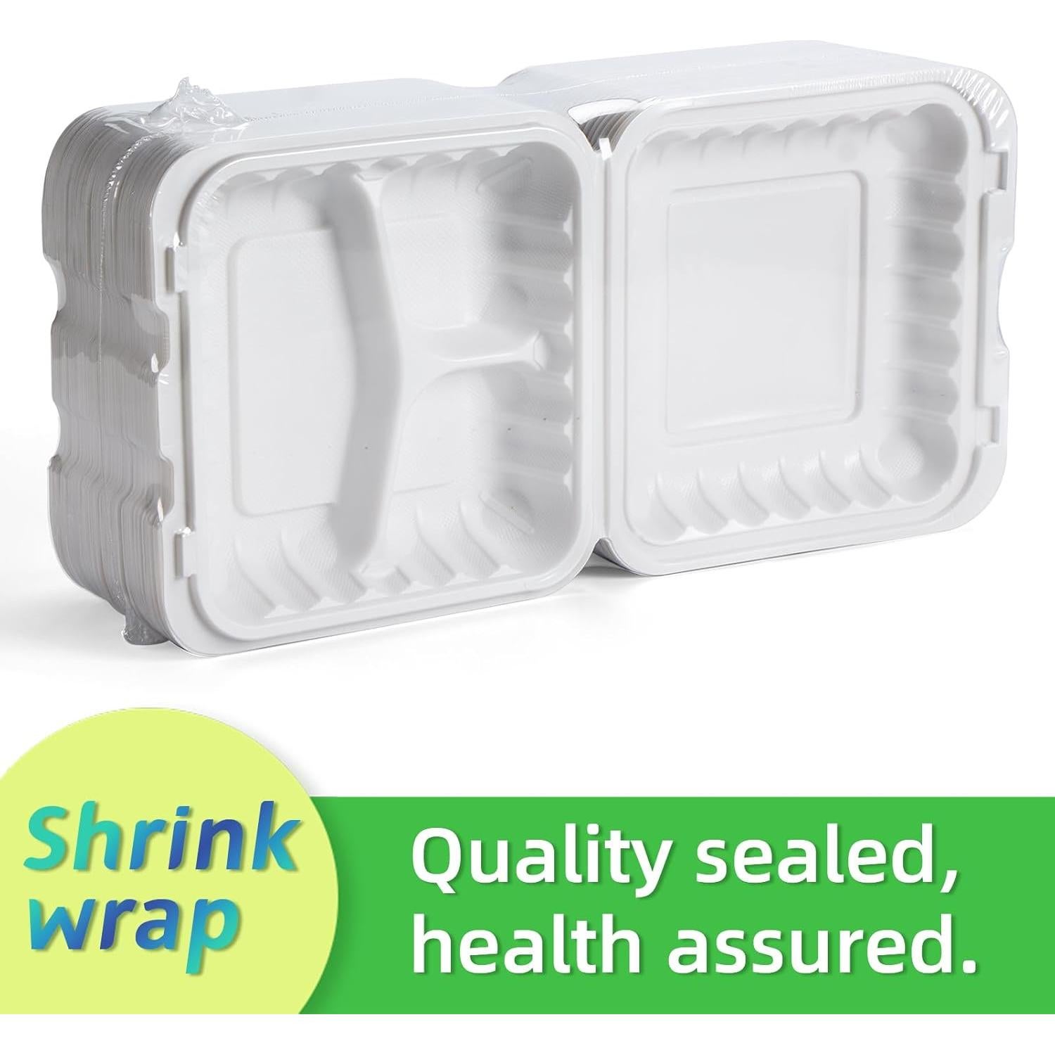 Contenedores de comida LEOBOX 3 compartimentos 1000ml 55 unidades