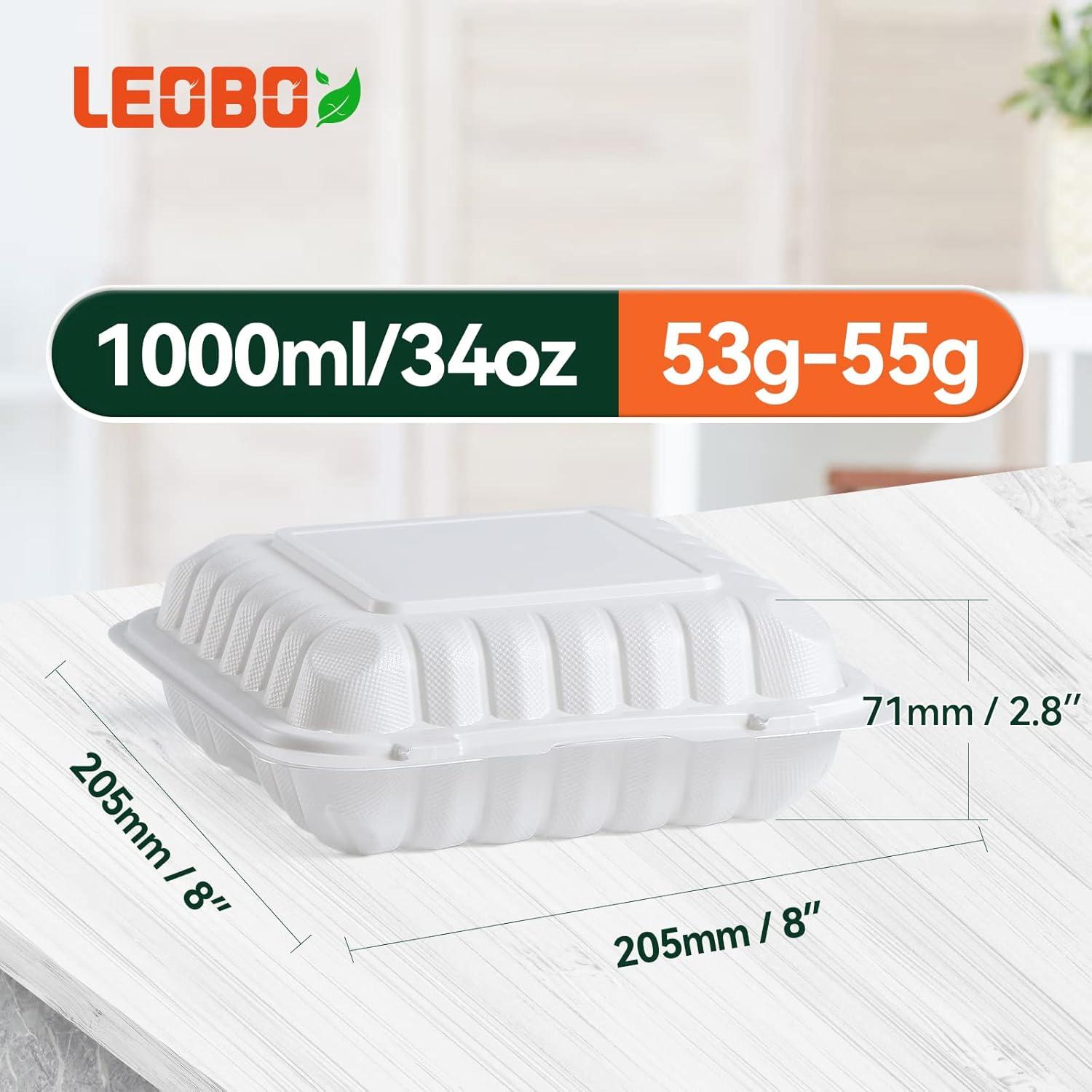 Contenedores de comida LEOBOX 3 compartimentos 1000ml 55 unidades