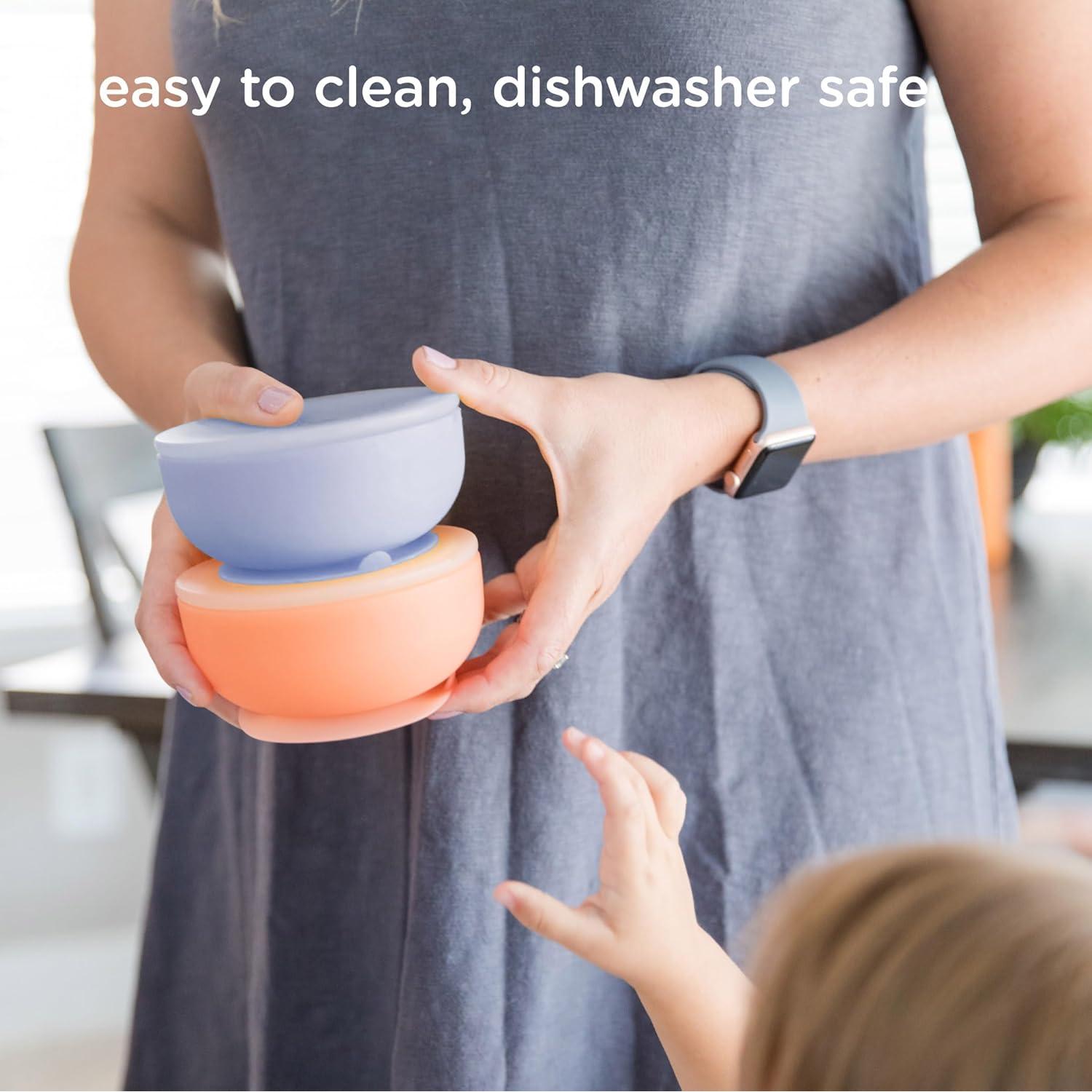 Tazón de Silicona Olababy 227g con Tapa para Bebés Coral