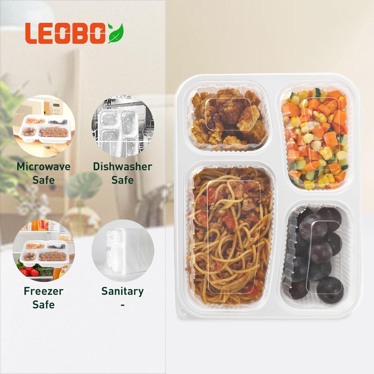 Contenedor de Comida LEOBOX 40 Piezas 1006 ml 4 Compartimentos