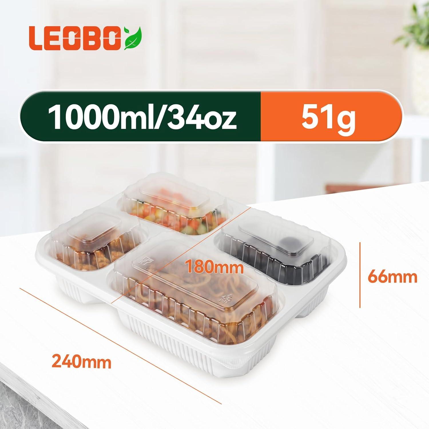 Contenedor de Comida LEOBOX 40 Piezas 1006 ml 4 Compartimentos