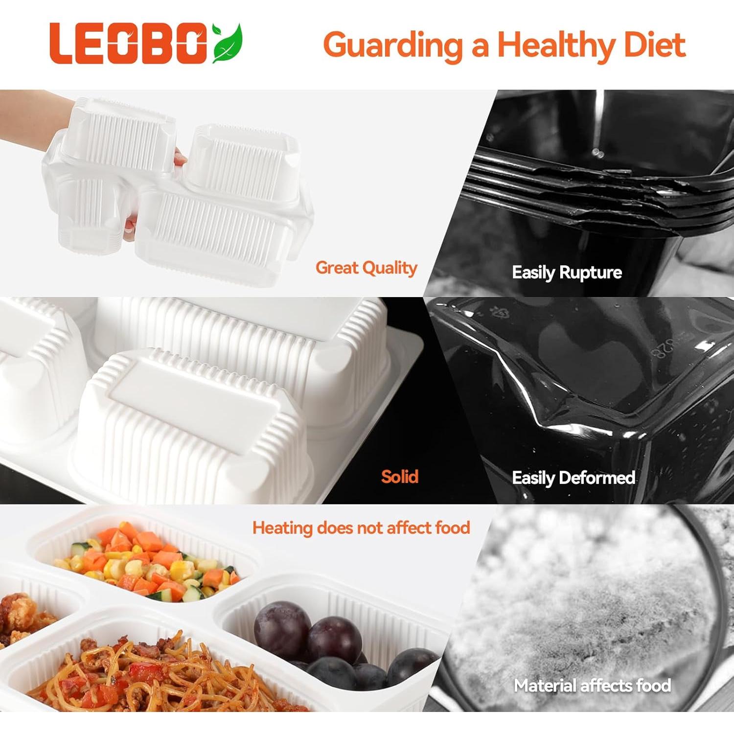 Contenedor de Comida LEOBOX 40 Piezas 1006 ml 4 Compartimentos