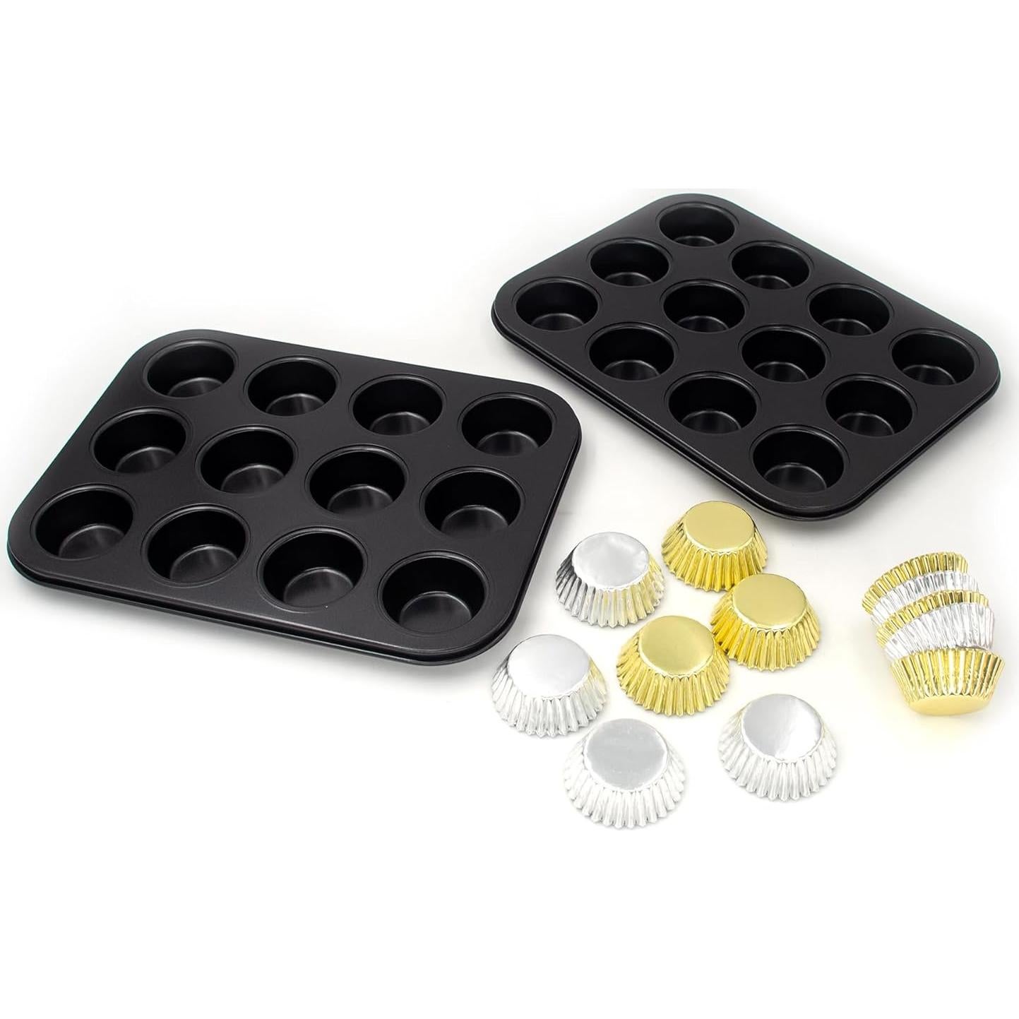 Sartenes para Mini Muffins Bakexcel 2 Juegos de 12 Tazas