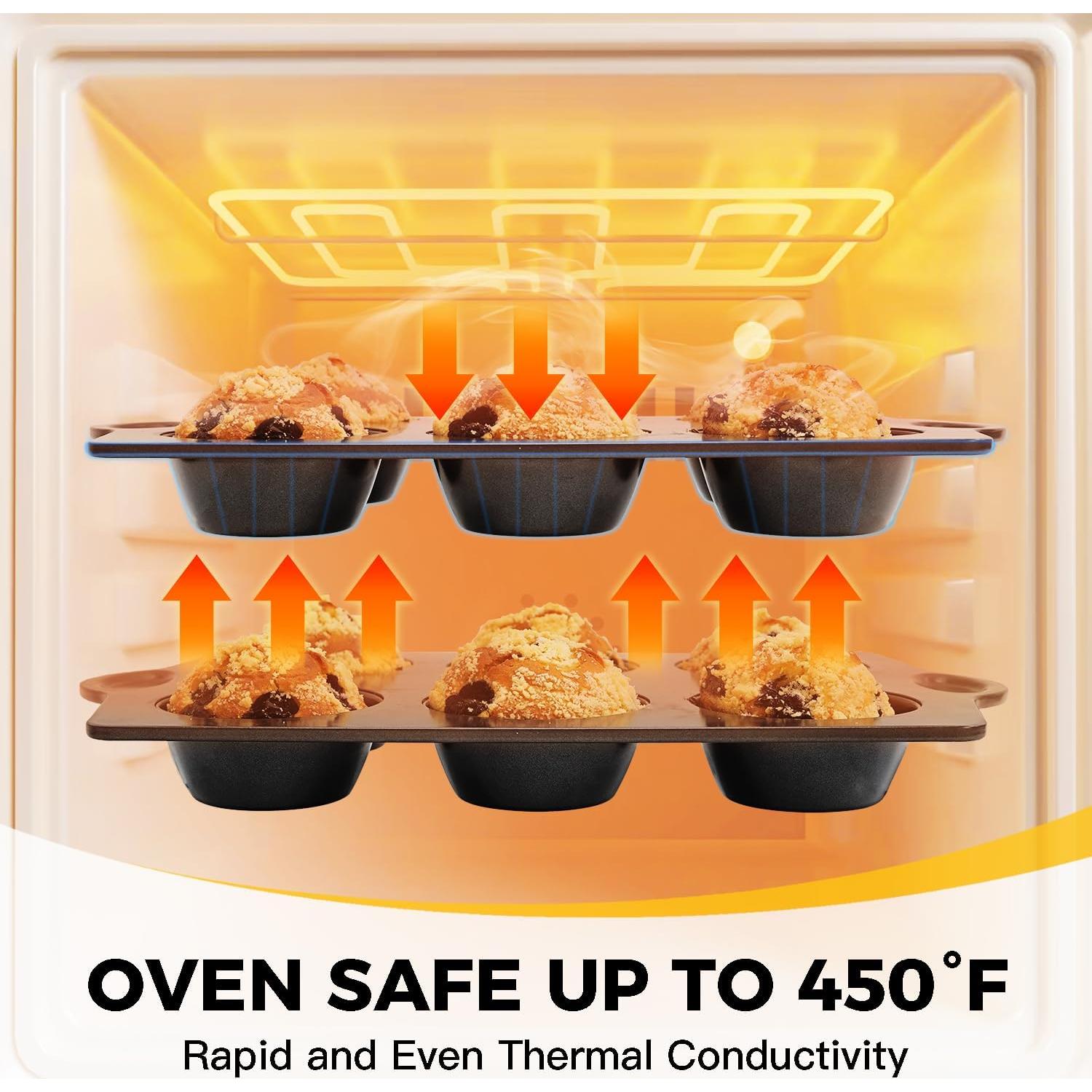 Molde para Muffin HONGBAKE 12 Tazas Antiadherente con 500 Forros