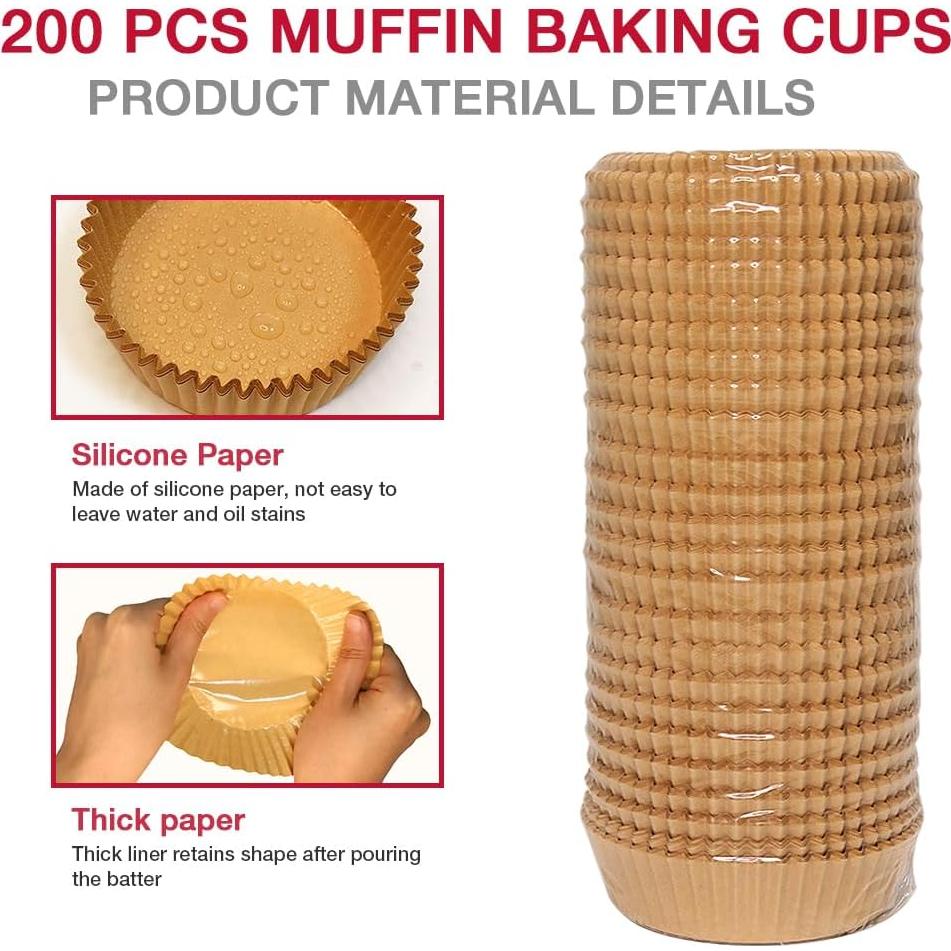 Forros de Cupcake Jumbo Goalfly 200 Pcs Papel Marrón 9 cm