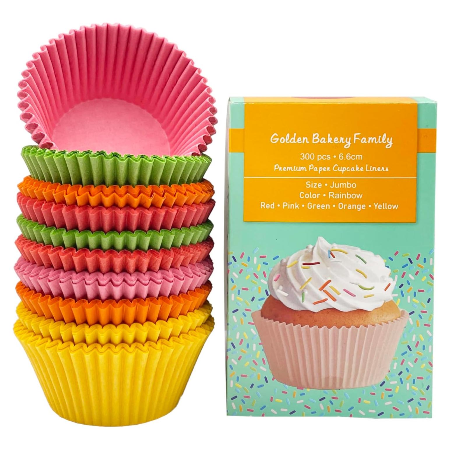 Forros de Cupcake Jumbo 300 pcs GoldenBakeryFamily Arcoíris