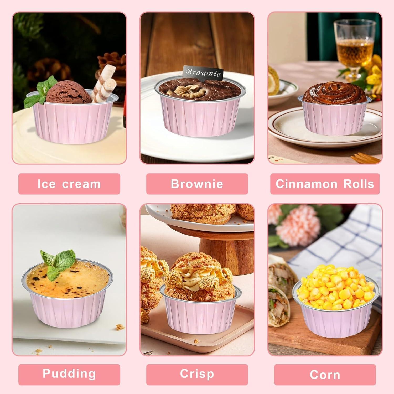 Paquete de 100 moldes desechables para cupcakes EXJEXJ - Rosa