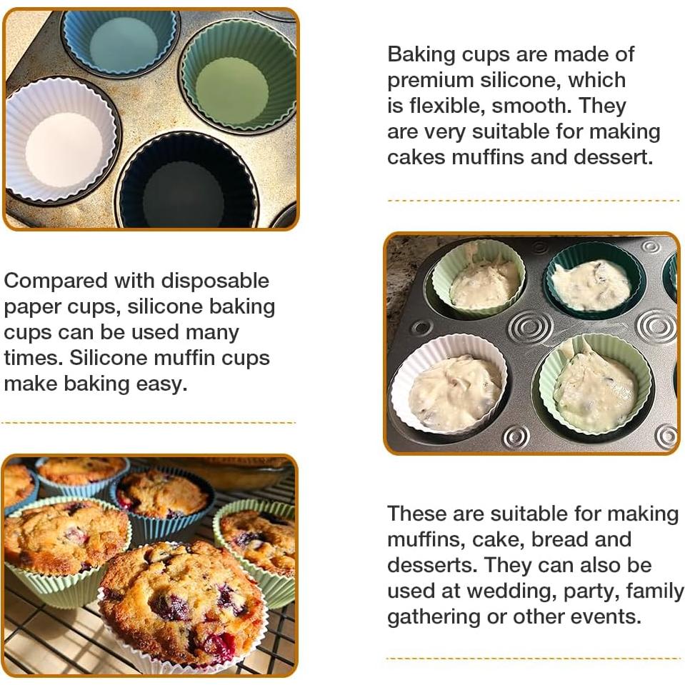 Tazas de Muffin Jumbo de Silicona Pharamat 12 Pcs 9 cm