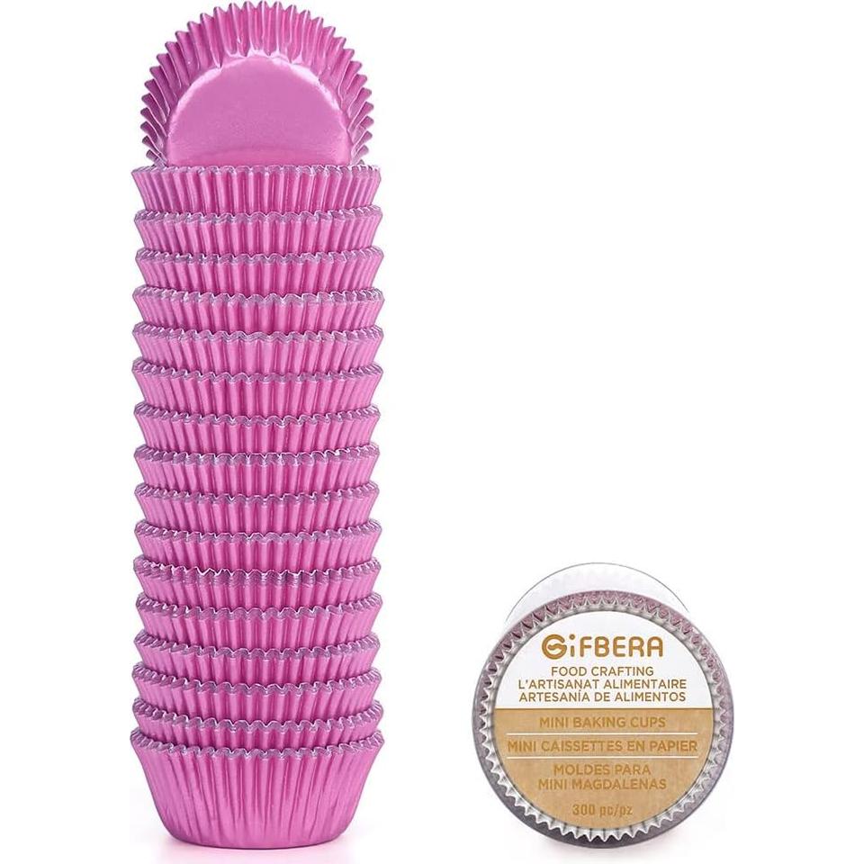 Forros de Cupcake Mini GiFBERA Rosa 300 Piezas 3.25 cm
