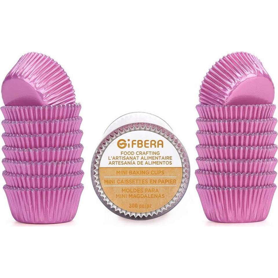 Forros de Cupcake Mini GiFBERA Rosa 300 Piezas 3.25 cm