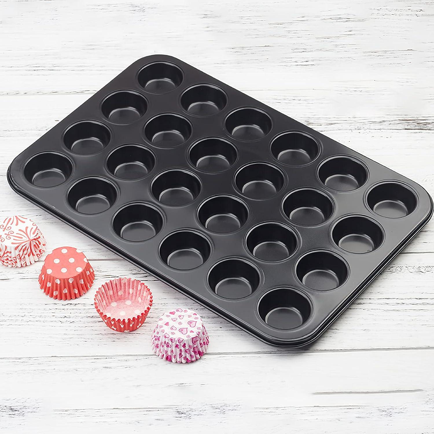 Molde para Mini Cupcakes Kingrol 24 Tazas Acero al Carbono