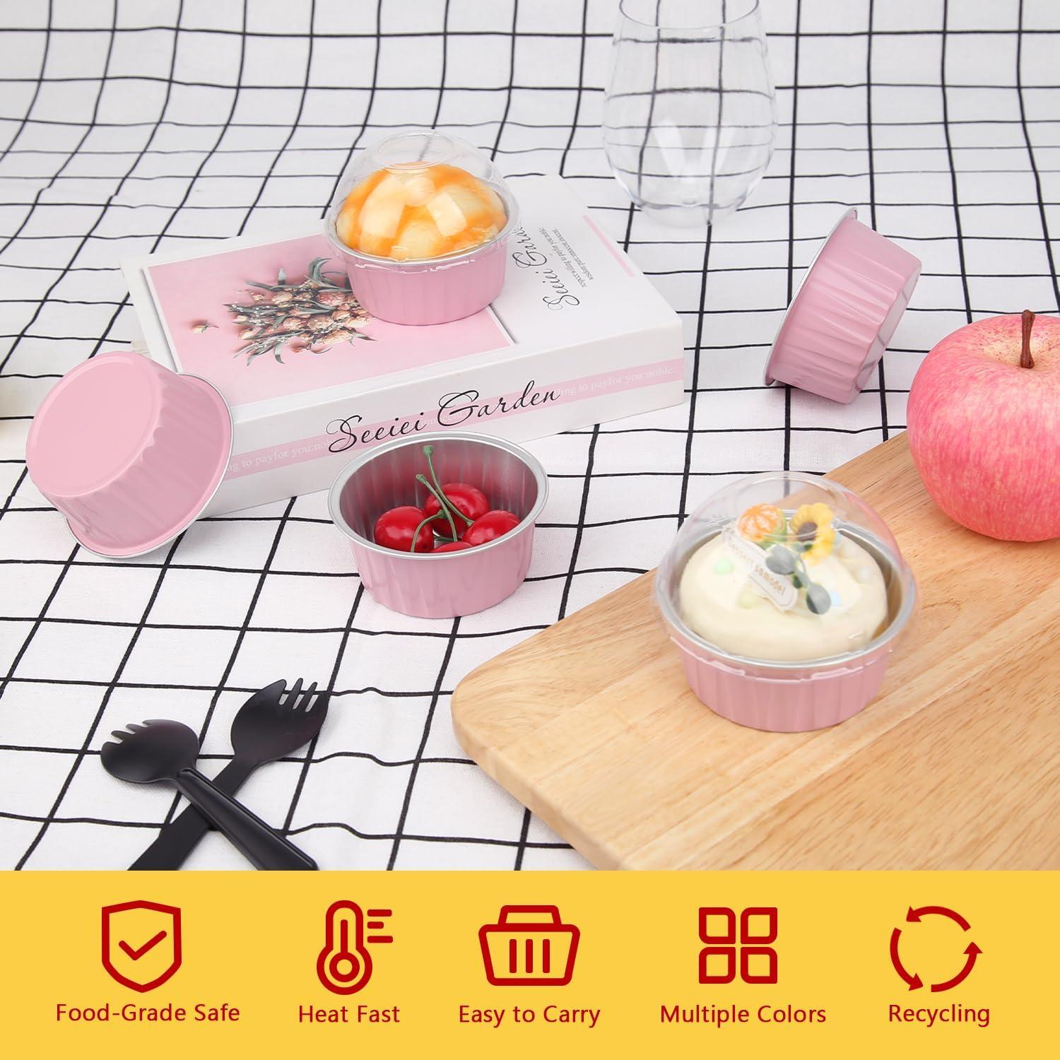 Moldes para Cupcakes LNYZQUS 5oz con Tapas - Paquete 100 Piezas