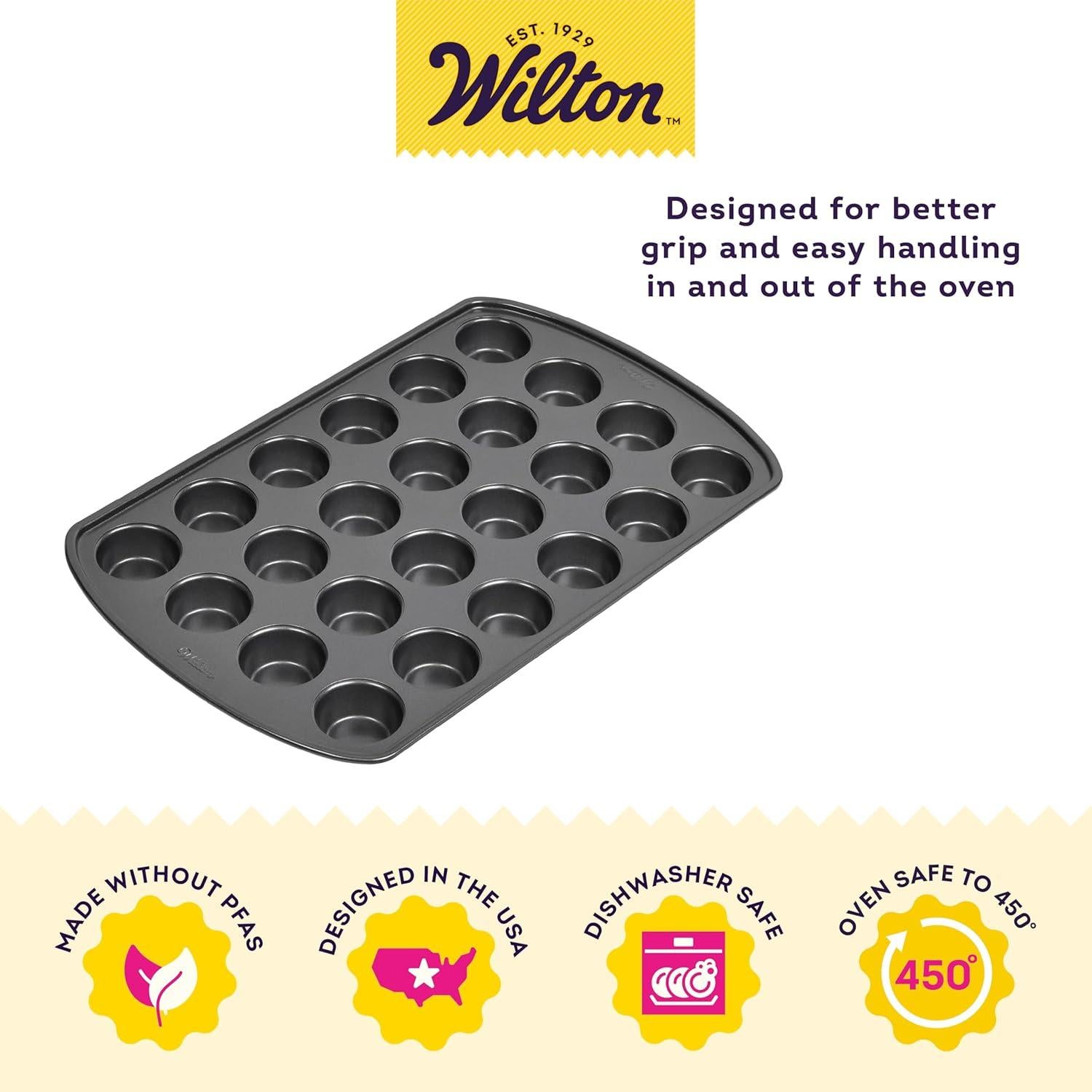 Molde para Muffins Antiadherente Wilton Gold 24 Cavidades 25.4x40.6 cm
