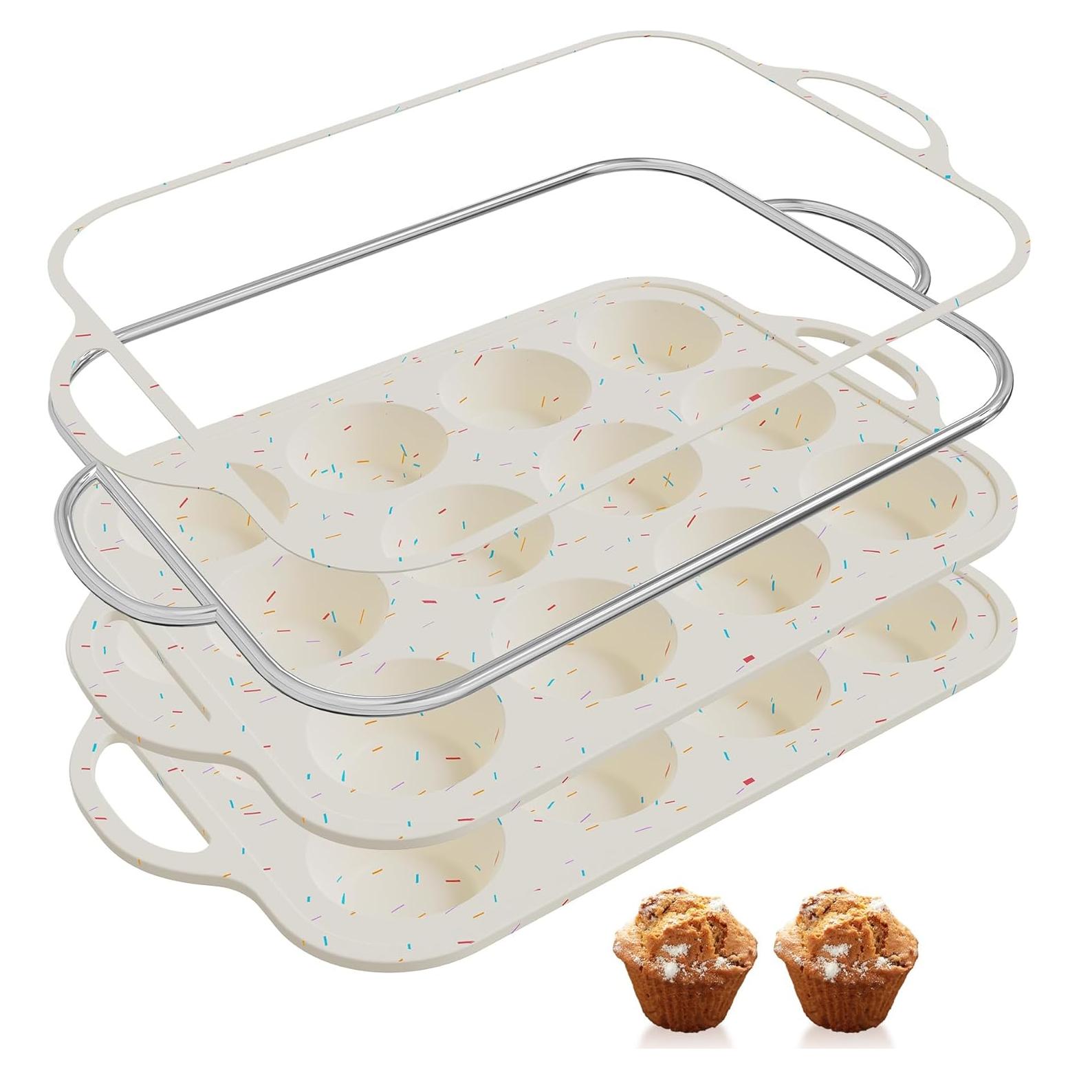 Molde de Silicona para Muffin Socisen 12 Tazas Regular Crema