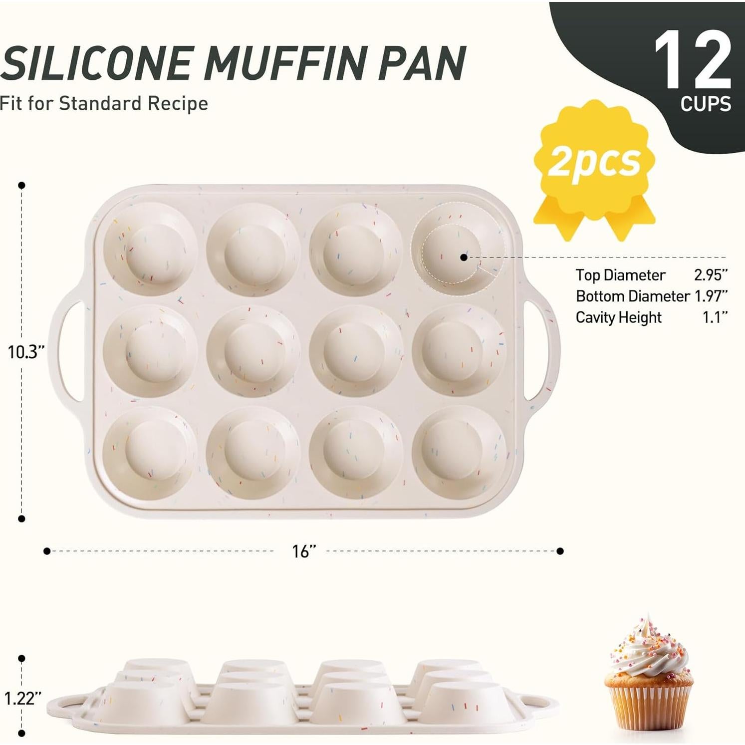 Molde de Silicona para Muffin Socisen 12 Tazas Regular Crema